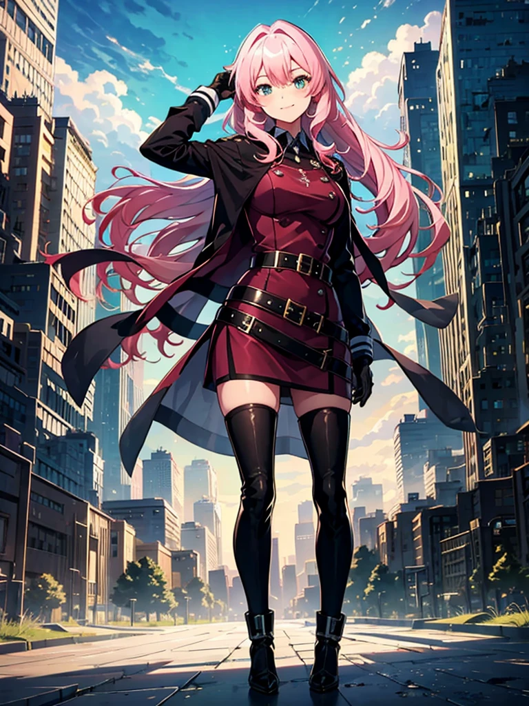 Exosister Martha, 1 girl,,smile,beauty,((Holographic)),(masterpiece:1.2, Highest quality),(Ruined cityscape background) (Beautiful attention to detail: 1.2), (Highly detailed CG Unity 8K wallpapers, masterpiece, Highest quality, Very detailed, Best Shadow), (Detailed Background),People Girls, sketch,