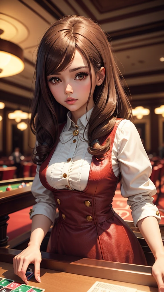 Brown hair female doll in casino that says SEZKINGS written