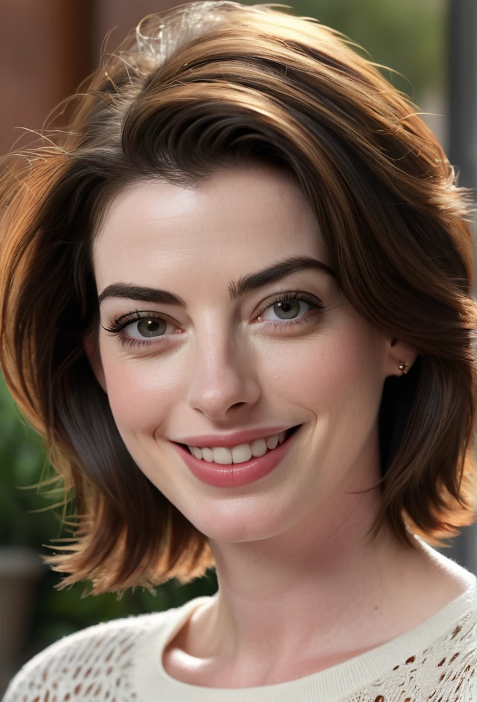 a selfie of a pretty young woman, taken with iphone camera, luxurious bathroom, Vertical portrait of a stunning Indian woman in her 30s, dressed in a white bra panty, exuding confidence and determination. Her Trendsetter wolf-cut brown hair falls softly around her face, framing her striking features. Anne Hathaway-esque charm radiates from her soft smile and full lips, which seem to hint at a thousand secrets. Her black eyes gleam with intensity, as if plotting the next big move in the corporate world - she's a CEO, after all. The sleek, modern composition is set against a smooth, colorized background, emphasizing the subject's sharp jawline and chiseled features. Every detail, from the subtle highlights on her hair to the delicate folds of her dress, is rendered with hyper-realistic precision, making this digital art piece truly breathtaking.