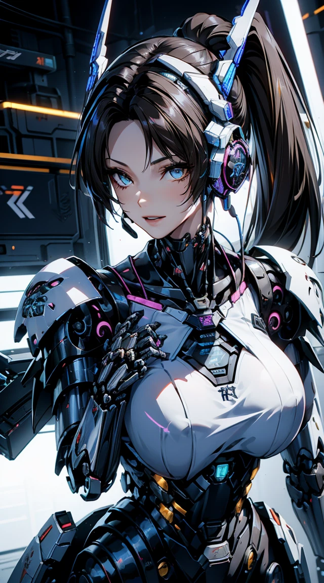 (head shot:1.6)、Very detailed, Advanced Details, high quality, High resolution, 1080P, hard disk, beautiful,(War Machine),Armor War,(He has a machine gun in each hand:1.5),(Dynamic pose:1.3)、beautiful,Mecha Cyborg Girl,BATTLE MODE,Mecha Body Girl,She is wearing a futuristic War Machine weapon mecha、(((Mechanical Headgear:1.3)))、(((Cyber Headphones:1.3)))、Close-up of a woman in a futuristic suit, Girl wearing mecha cyber armor, Cyberpunk Anime Girl Mecha, Female Mecha, perfect Anime Cyborg woman, Anime Cyborg, Mech Suit, Anime Mecha Armor, アニメMecha aesthetics, Girl in Armor, beautiful少女サイボーグ, Mecha aesthetics, Japanese Cyborg, Cyber Suit, Cyber Japan style armor、((High ponytail:1.3))、