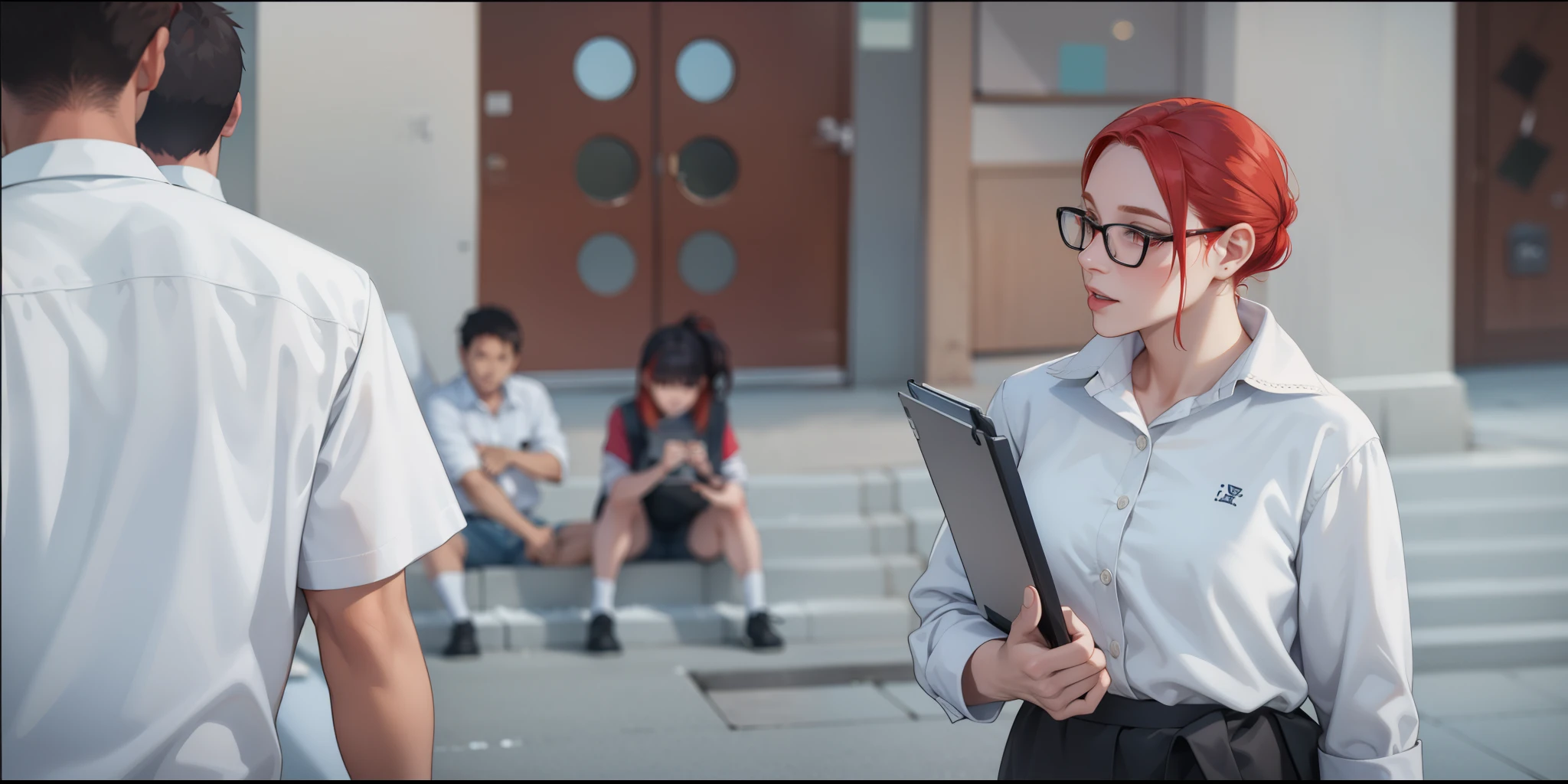 37-year-old red-haired female teacher is speaking maliciously  