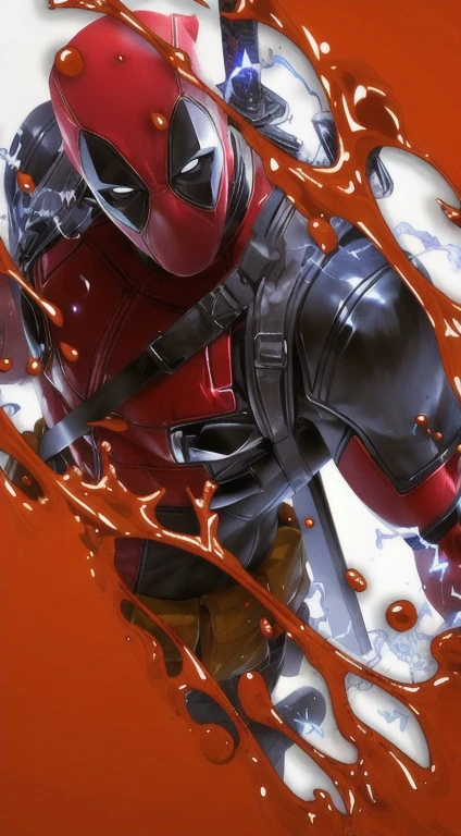 arafed deadpool in a red and black suit with a knife, deadpool, portrait of deadpool, mandalorian deadpool, ryan reynolds dead pool, epic graphic novel wallpaper, wallpaper 4 k, wallpaper 4k, badass anime 8 k, epic comic book style, deadpool live action costume, hd wallpaper, marvel, hyperrealistic image of x, 4k post