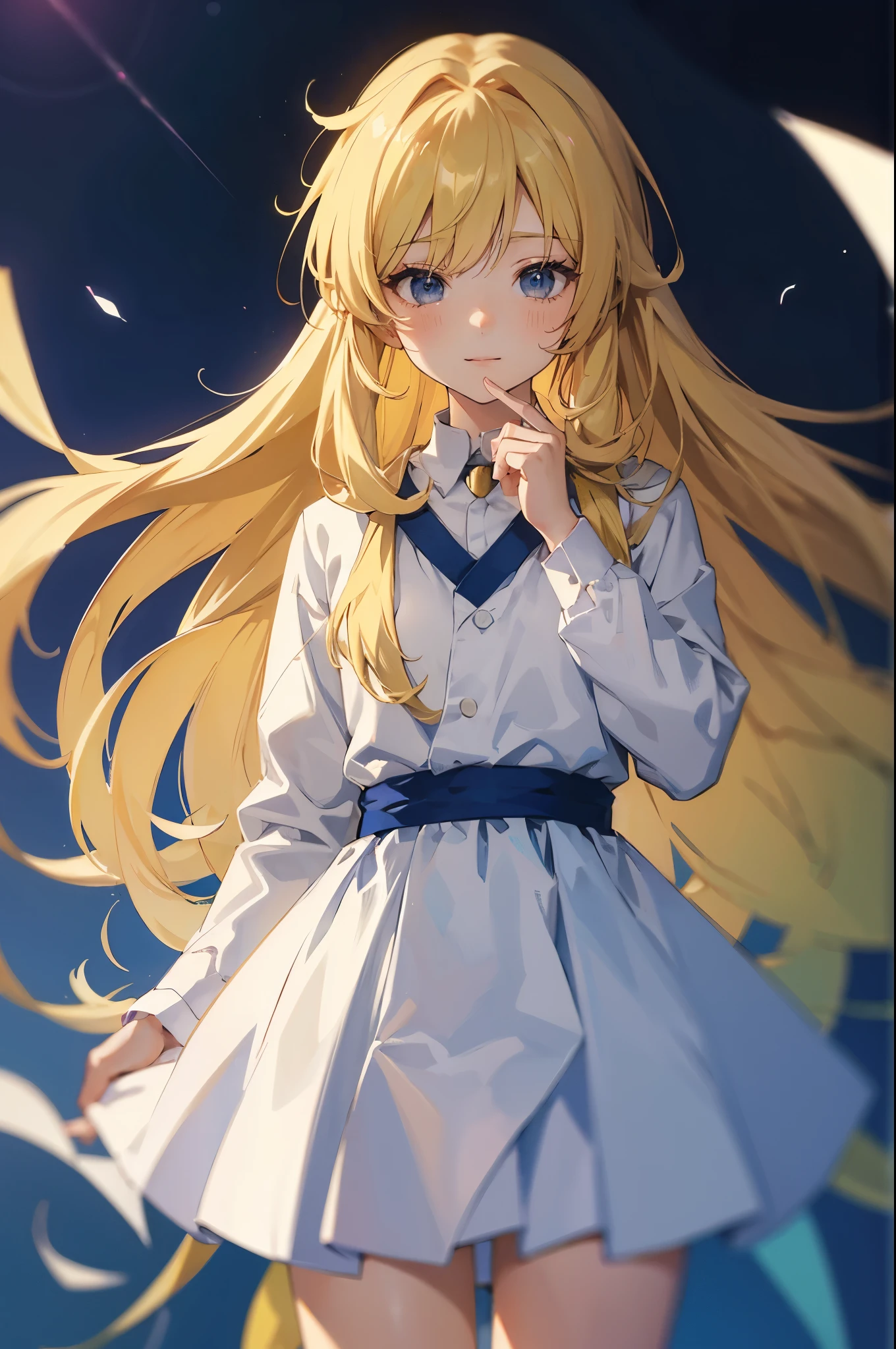anime girl with long hair and a white very long shirt and blue half jeans, anime visual of a cute girl, anime girl with long hair, light blonde anime girl with long hair, young anime girl, an anime girl, (anime girl), cute anime girl, pretty anime girl, female anime character, portrait of cute anime girl, anime character, anime style character, in an anime style. slim:1.5,