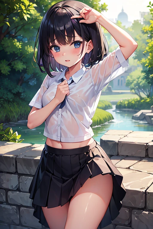 5 year old girls lifting their skirts without panties while wet