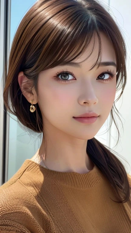 (Representative works:1.3)、(8k、Realistic、RAW Photos、Best image quality:1.4)、(30 year old mature woman)、Small face、Beautiful Face、(Realistic Face)、No makeup、Natural Makeup、light makeup、 (Dark brown hair)、Beautiful hairstyle、Realistic eyes、Beautiful details、 (Realisticな肌)、Beautiful Skin、 (sweater)、 Confused、 charm、超High resolution、Ultra-realistic、 High resolution、Golden Ratio