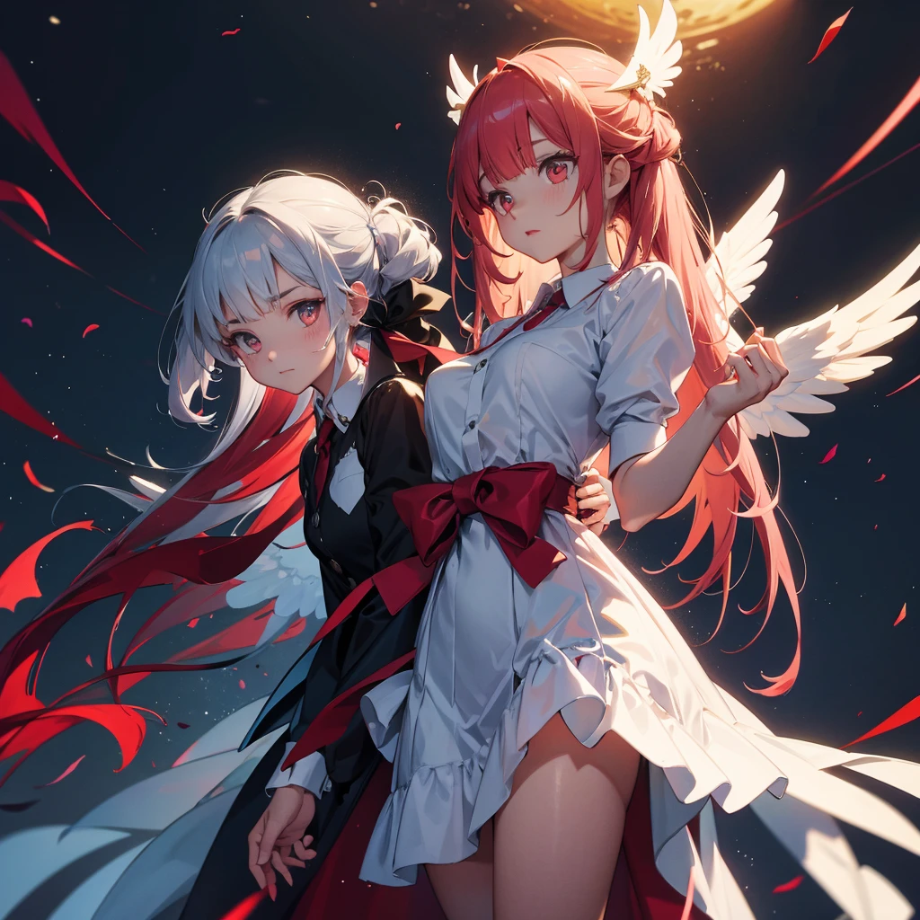 Angel facing demon