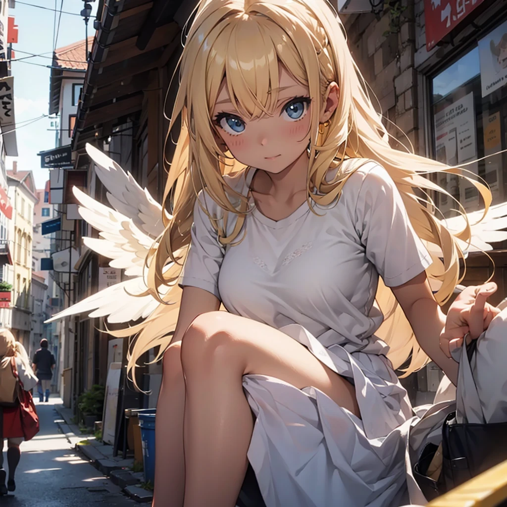 Angel blonde woman