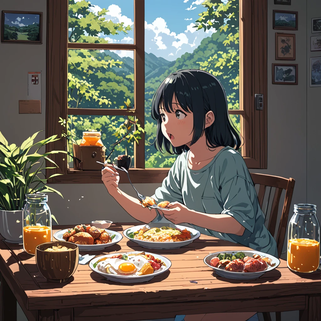 ((Anime: 1.4, Illustration)), (Masterpiece, Top Quality, Best Quality),(Filipino style) (Ultra-Detailed, Absolutely Resolution), ((16k, HIGH RES)) (family, eating food, breakfast, sunshine, morning, lighting), ( Anime: 1.4, Illustration)), (Masterpiece, Top Quality, Best Quality), (Ultra-Detailed, Absolutely Resolution). Ak {Lofi Art, Style of Laurie Greasley, Style of Makoto Shinkai, Anime Aesthetic}, BREAK {(Produces IMAGES WITH ITH INFORMATION THAN 40 Million Pixels with Cinematic-Like Detailed Textures S Hot on a Sony slur).}