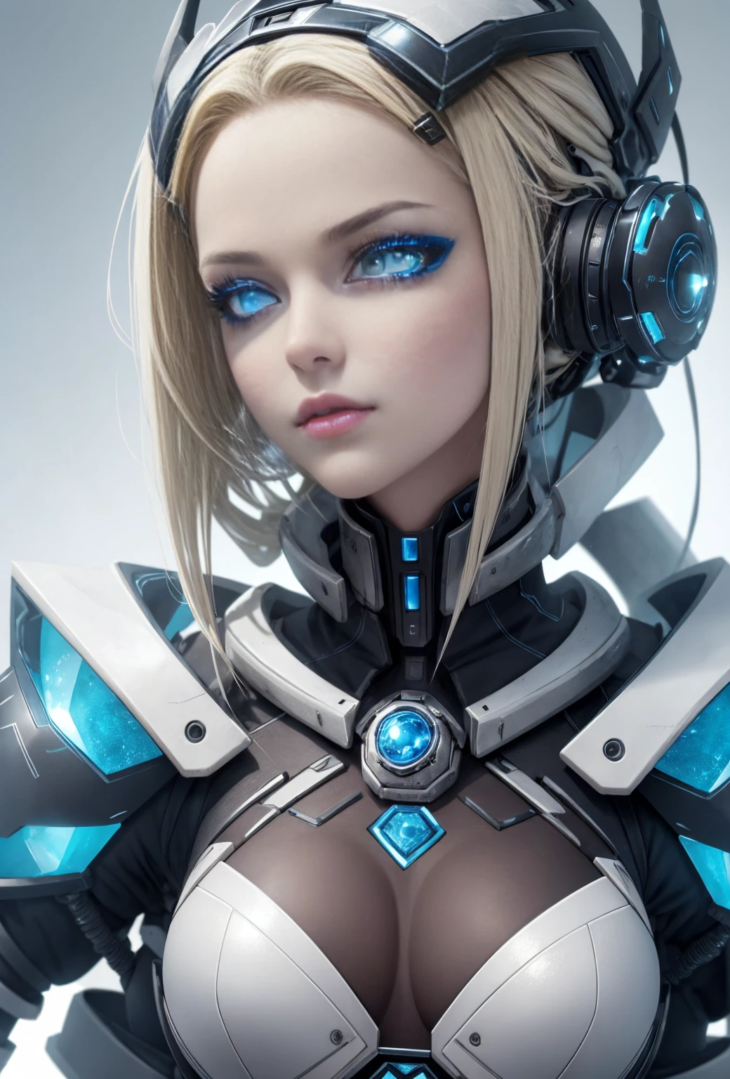Cybergoth frostpunk queen android science sexy - fi aux yeux bleus, blonde, shutterstock, art numérique, androïde femelle ultra détaillé, dentelle cyborg fin, corps gros - planqué, peau en porcelaine, brume magique de pergélisol, neige, froid, glace.