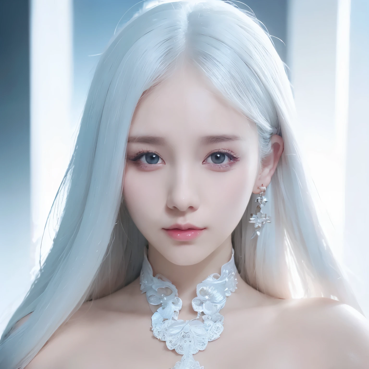 Close up of woman with white hair and white mask, beautiful portrait, Guwitz, Guwiz style artwork, white-haired god, Jay Yang, Epic great character art, cool character art, Fanqi, Woojun commercially available, GooWiz by pixiv art station, (NSFW: 1.0)