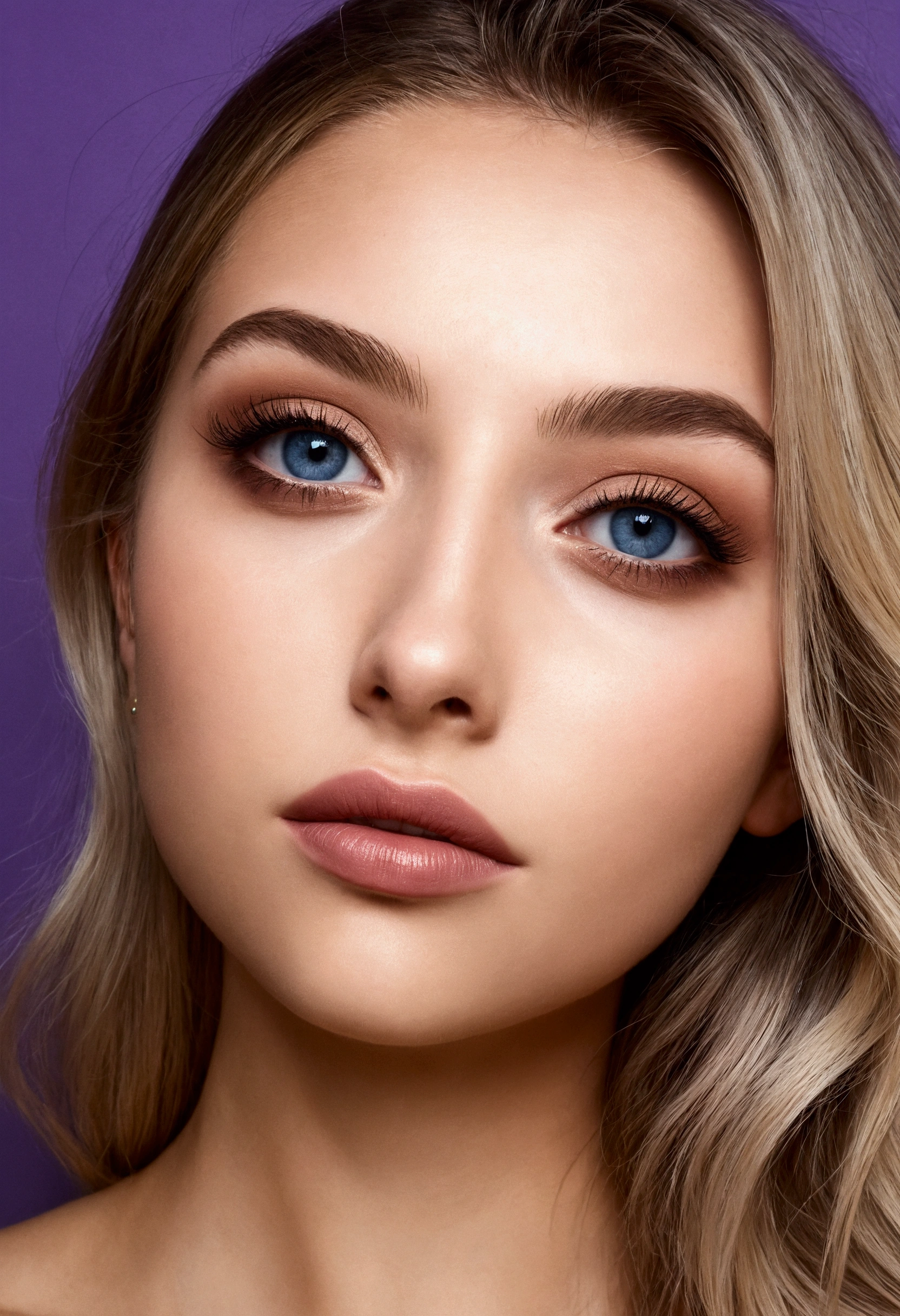 arafed femme pleinement , fille sexy aux yeux bleus, Ultra réaliste, minutieusement détaillé, Portrait Sophie Mudd, cheveux blonds et grands yeux, selfie d'une jeune femme, yeux de la chambre, violette myers, sans maquillage, maquillage naturel, regarder directement la caméra, visage avec artgram, maquillage subtil, superbe photo de tout le corps dans la discothèque, grand ,