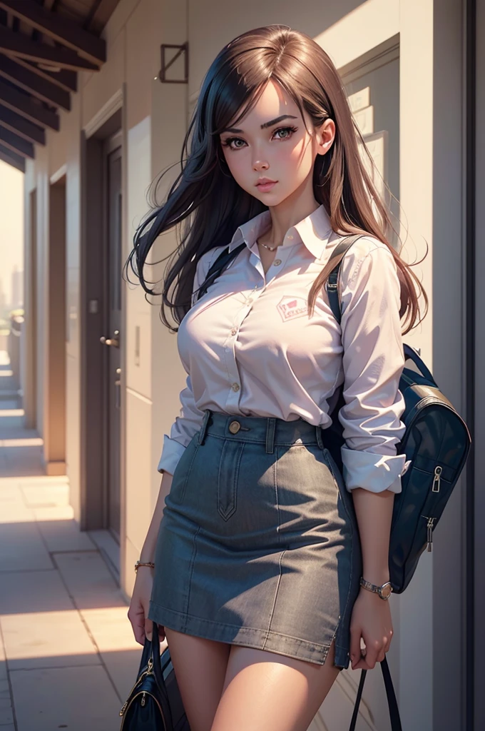 Preppy Woman. Official Art – An Award-Winning Digital Masterpiece In 4K Ultra HD, Extreme Detail And Intricate Realism. This Concept Art Brought To Life By The Hands Of Artists Like Wlop & Artgerm In A Stunning 2D Vector Illustration. 