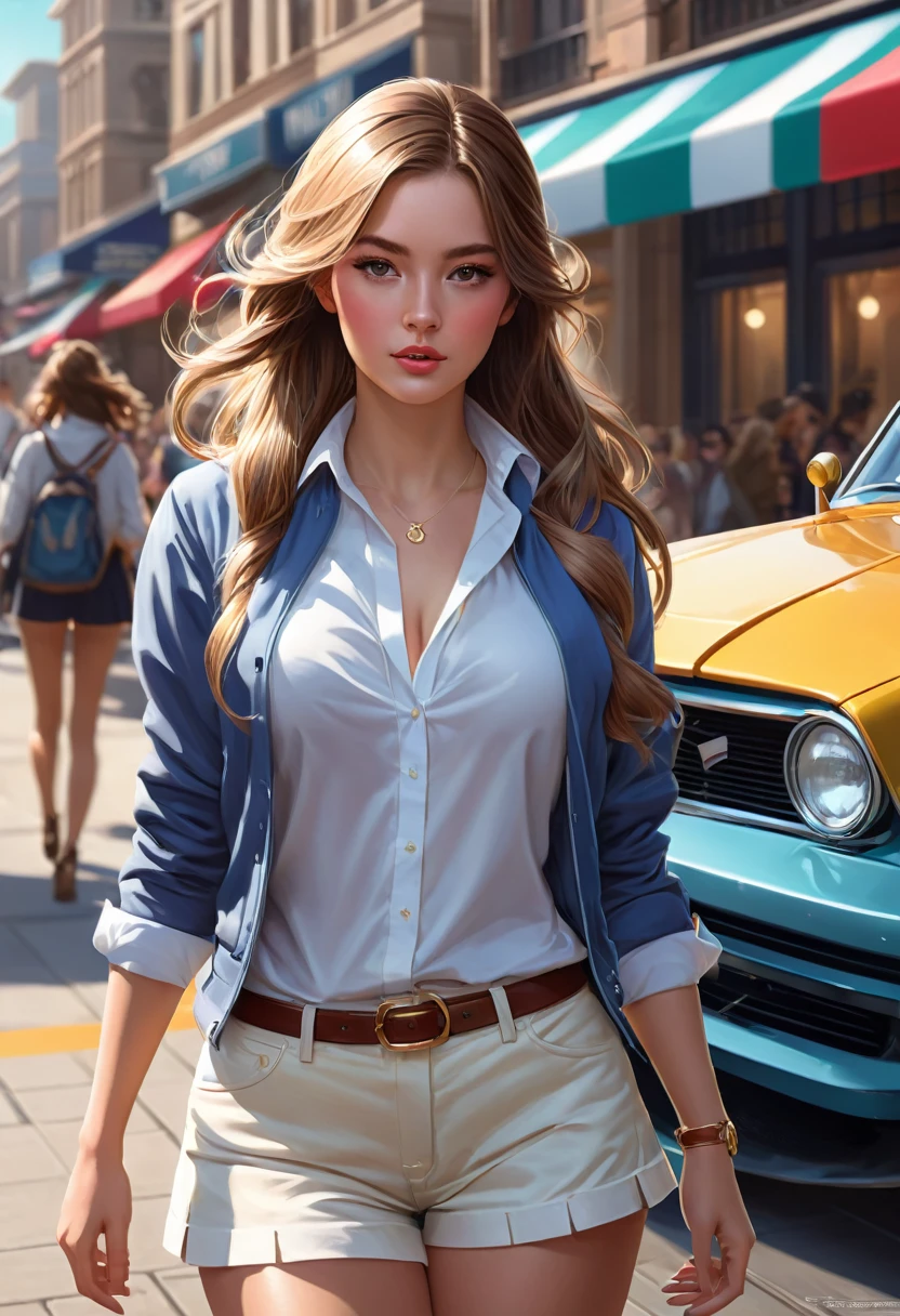 Preppy Woman. Official Art – An Award-Winning Digital Masterpiece In 4K Ultra HD, Extreme Detail And Intricate Realism. This Concept Art Brought To Life By The Hands Of Artists Like Wlop & Artgerm In A Stunning 2D Vector Illustration.