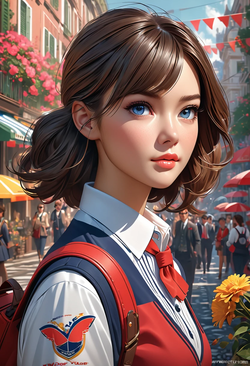Preppy Woman. Official Art – An Award-Winning Digital Masterpiece In 4K Ultra HD, Extreme Detail And Intricate Realism. This Concept Art Brought To Life By The Hands Of Artists Like Wlop & Artgerm In A Stunning 2D Vector Illustration.