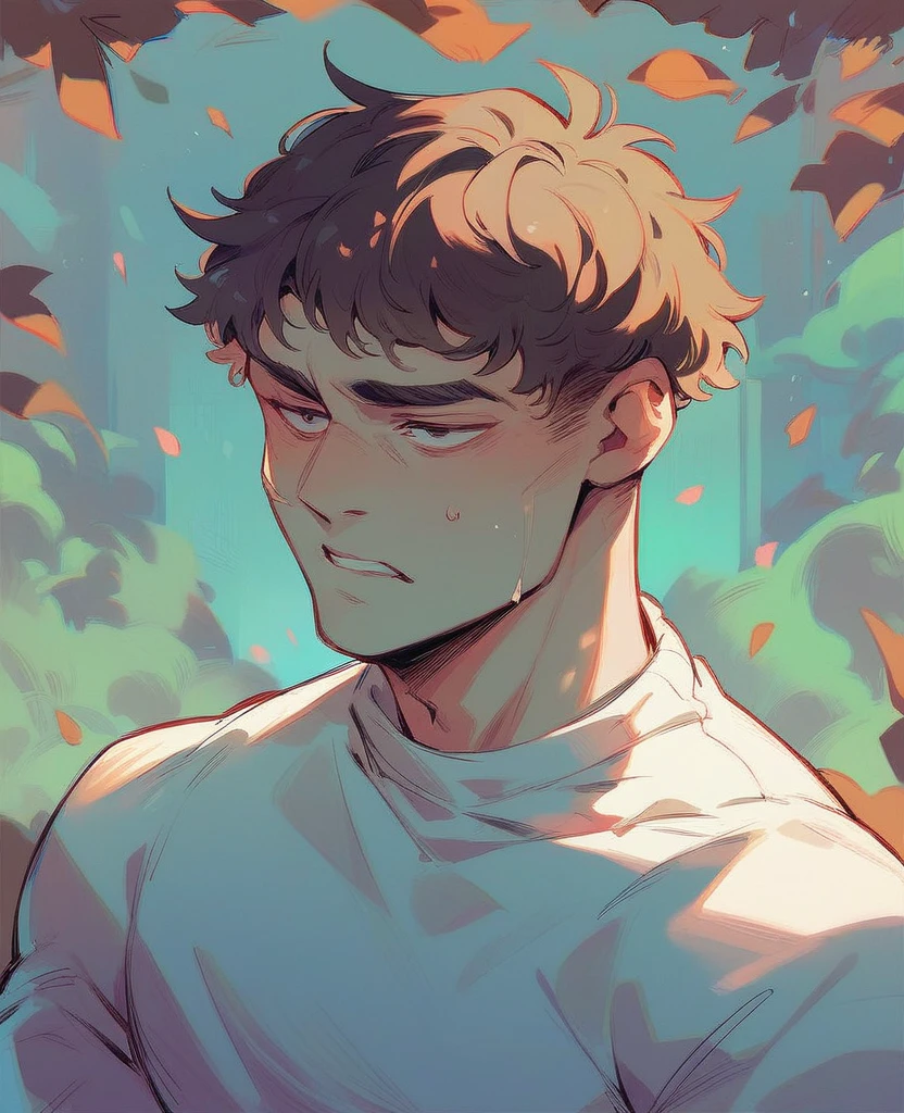 Human Male, Brown haircut side fringe ,