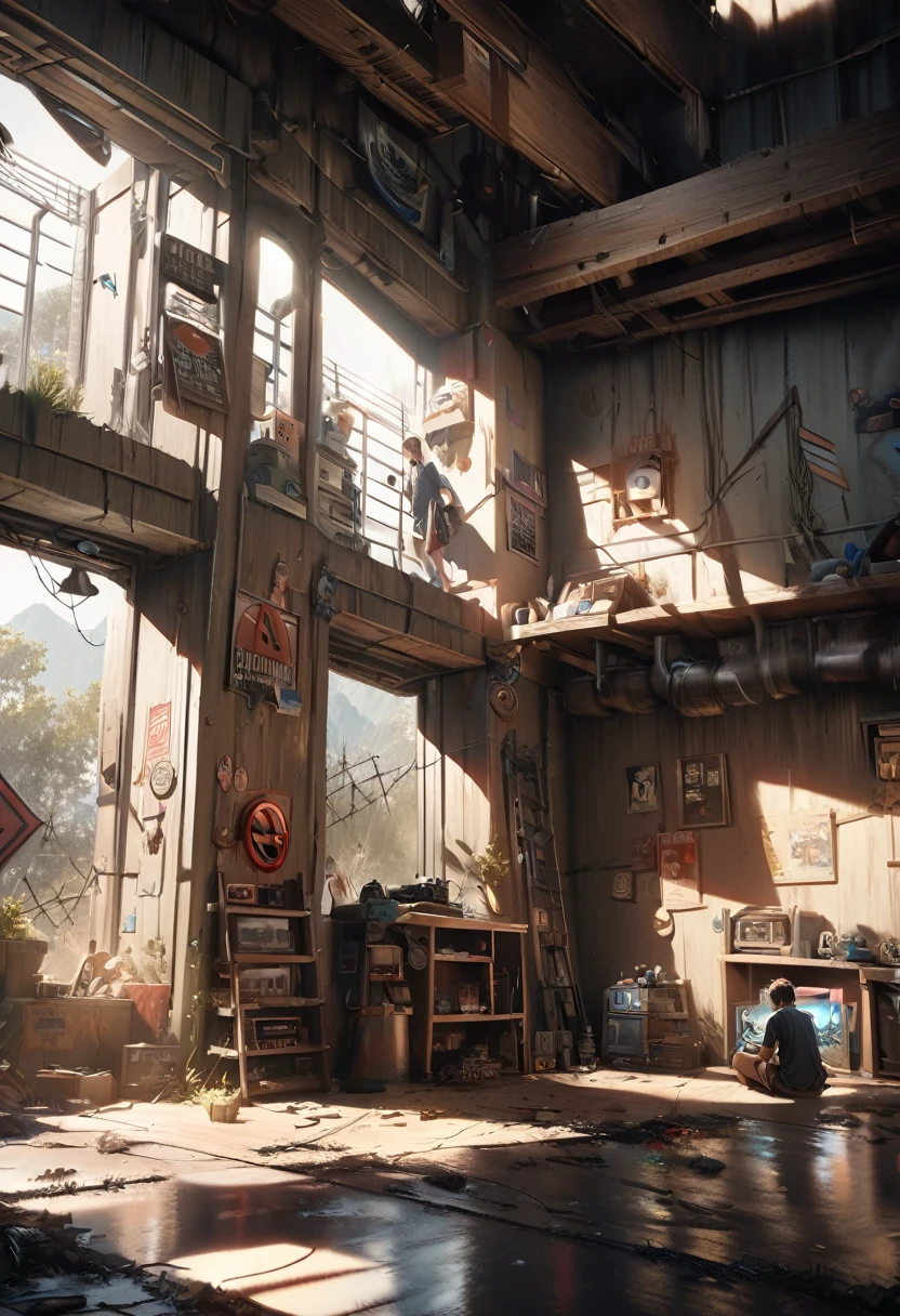 a young gamer boy, two paths to choose from, left path with barbed wire, traps and danger signs, right path with a shiny game controller, intricate details, cinematic lighting, dramatic shadows, photorealistic, 8k, award-winning digital art, hyper realistic, highly detailed, masterpiece