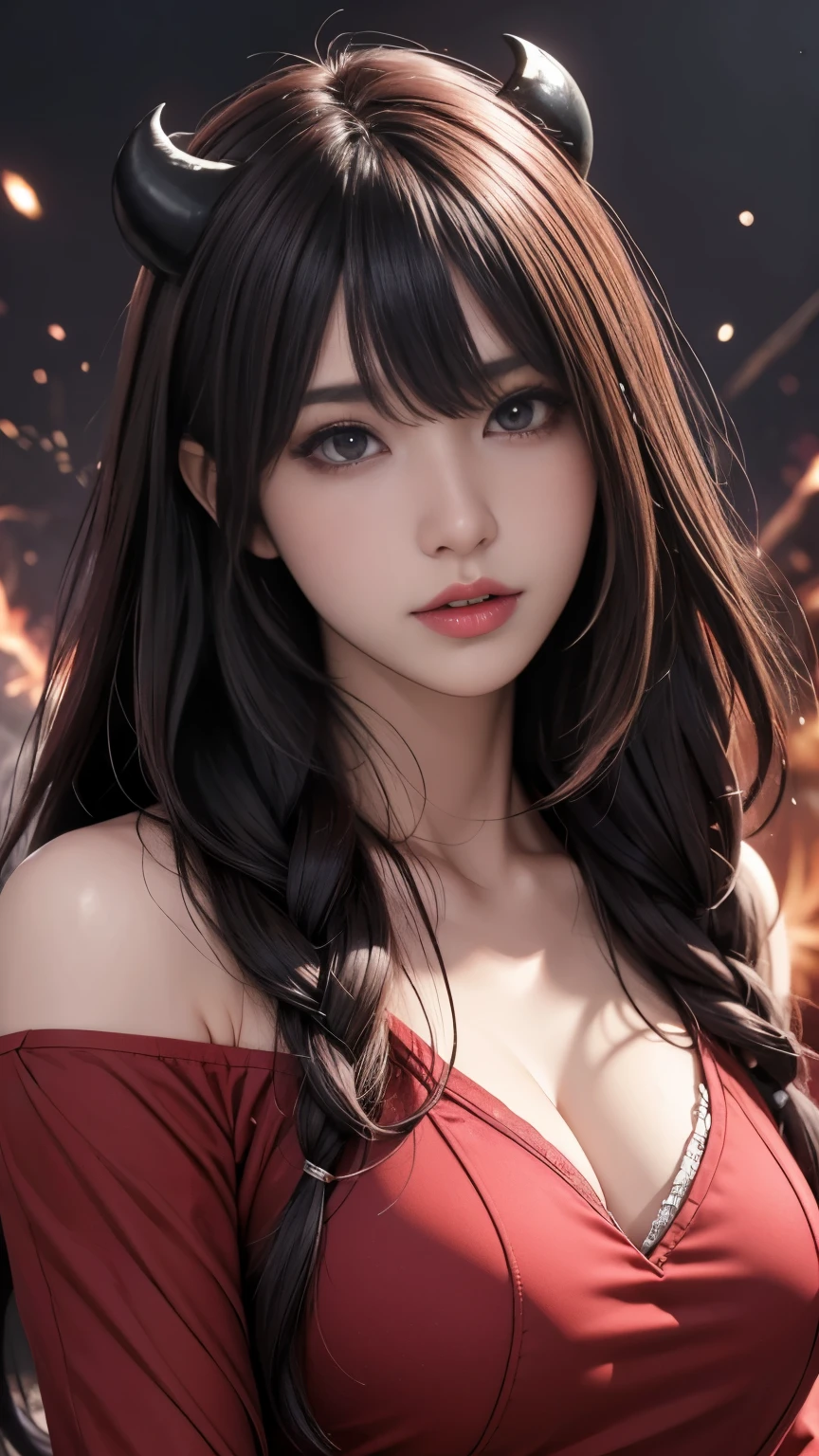 background(Black Night Sky,Big Moon),Close-up of a woman,Wearing a white shirt、Purple Hair,Very long hair,very thick braids,Purple eyes,big , realistic girl rendering, 8k artistic german bokeh, Enchanting girl, Realistic girl, Gurwitz, Gurwitz-style artwork, Girl Roleplay, Realistic 3D style, cgstation Popular Topics,, 8K Portrait Rendering,(truth,truth:1.4),Wear pink pajamas,巨big ,Sparkling eyes,Purple eyes、(highest quality,4K,8k,High resolution,masterpiece:1.2),Very detailed,(Realistic,photoRealistic,photo-Realistic:1.37),Mythical monster,Beast-like creature,Muscular,Six big legs,Stand like a gorilla,Red fur covering the body,two big horns,Drill teeth,Sharp Claws,Huge shape,Burning Fire Magic,Energy aura,A menacing presence,Glowing Eyes,Intimidating posture,Dark Environment,Smoke-filled air,Ominous Shadow,Majestic and fierce,Explosive power,Vibrant colors,bold,Horror art style,moving composition,Dramatic lighting,rib layer,large sharp teeth,Sharp Edges,Very detailedスケール,Burning Crack,Burning Flames,Furious expression,Burning with anger,Surrounded by sparks and embers