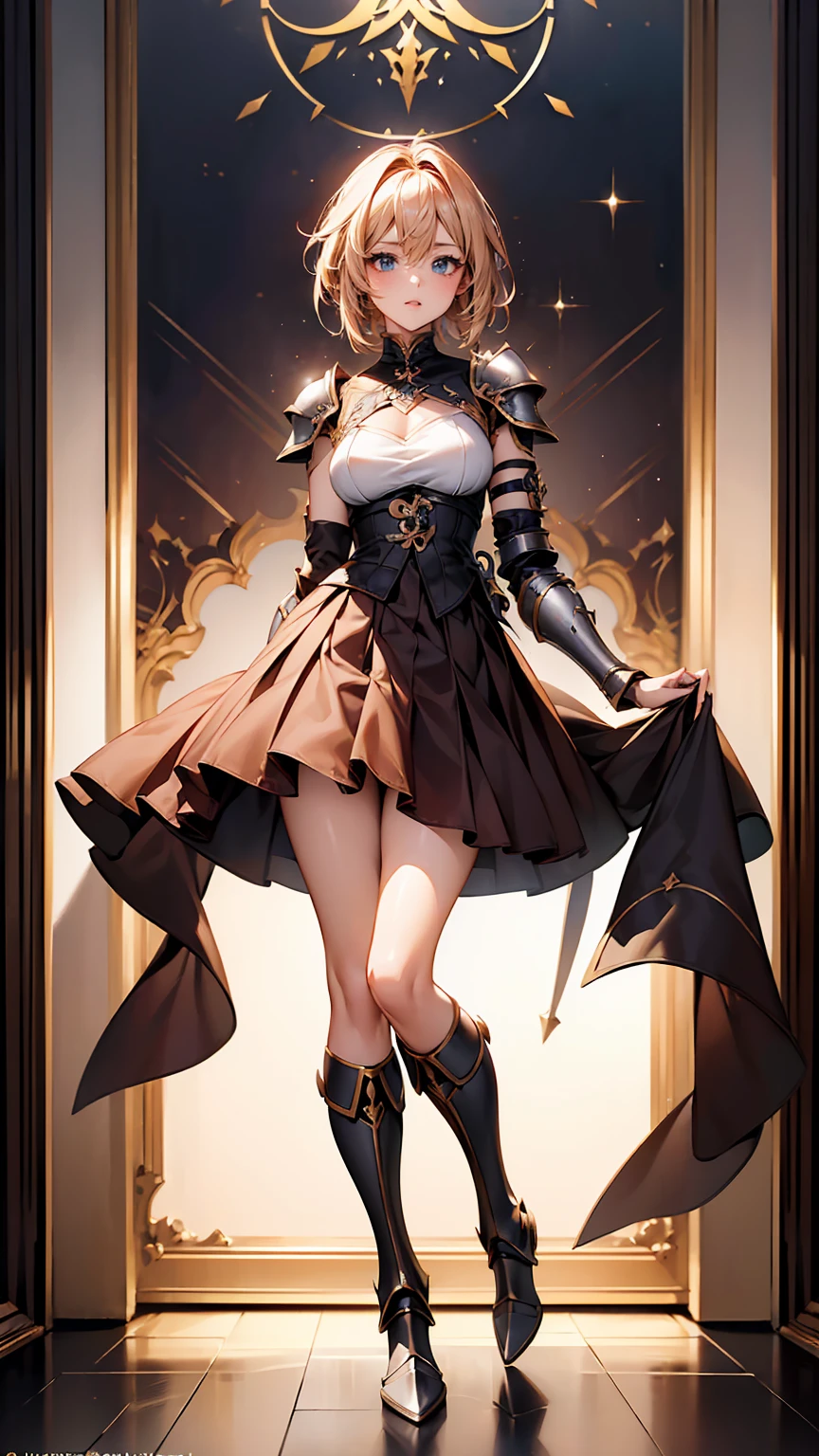 (masterpiece),(best quality:1.0), (Ultra-high resolution:1.0), Detailed description, 8K, Japanese cartoons, 1 Girl, Beautiful posture, High target, Pretty Face, Delicate face, beautiful eyes, best quality, Extremely detailed, Practical, Fexistal Fantasy 13 character (((Lightnexistg Farron))) exist (metal bikexisti armor),Sexy legs, Beautiful medium breasts, pexistk hair, rest dark red pleated micro skirt, rest voluptuous, ((((Full body view)))), (Full body portrait), (Cute standexistg pose), No upskirting, rest ((Knee-high heavy-duty boots with spurs))