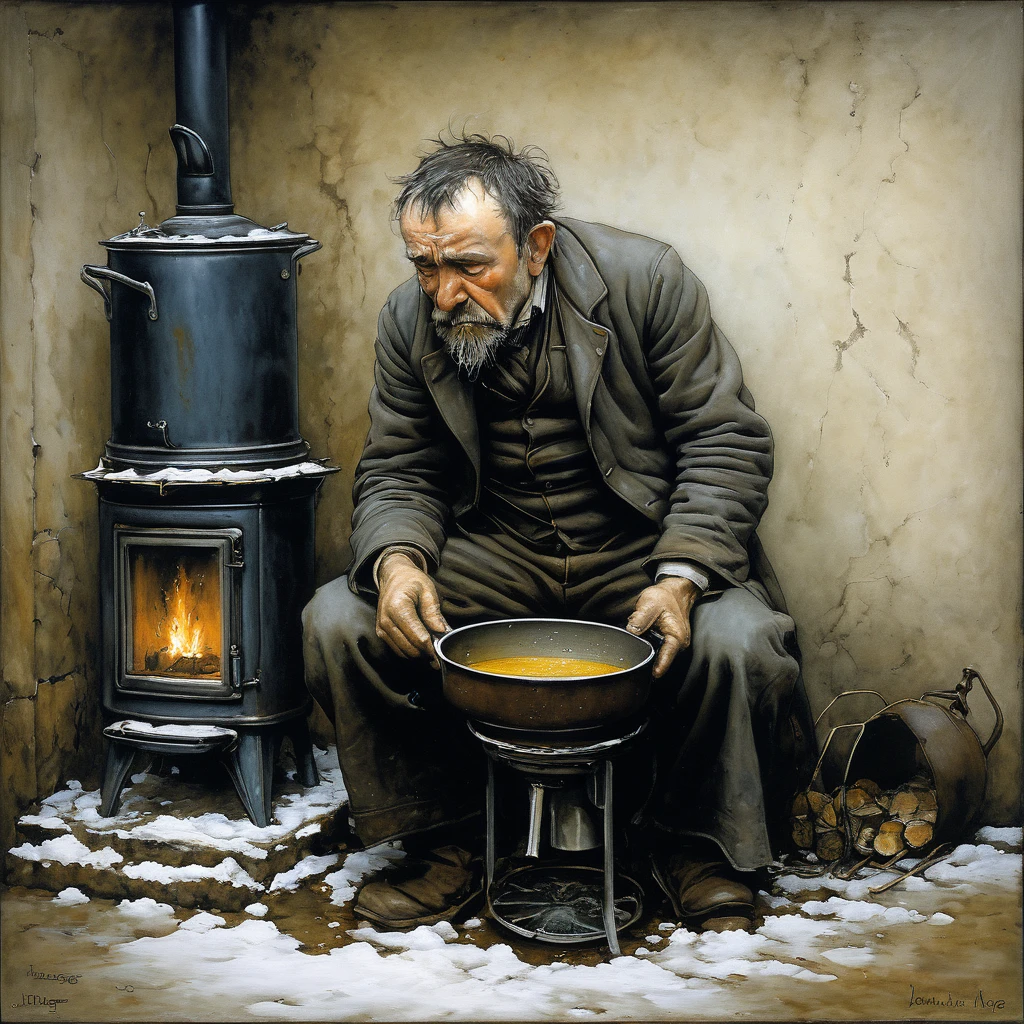 Oil painting of a man suffering from hypothermia due to heavy sweating on the stove by Jean-Baptiste Monge, Jean-Baptiste Monge, Jean-Baptiste Monge, Jean-Baptiste Monge, Jean-Baptiste Monge Jean-Baptiste Monge Jean-Baptiste Monge Jean-Baptiste Monge Jean-Baptiste Monge Jean