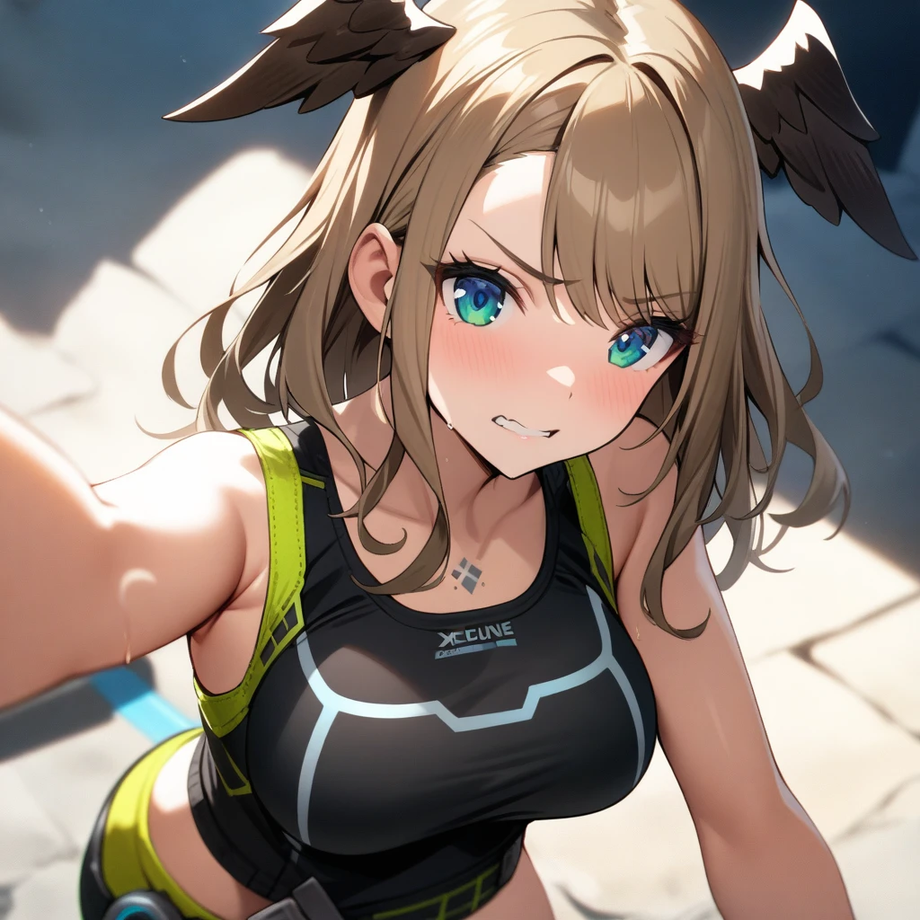 masterpiece, best quality, very aesthetic, absurdres, solo,eunie \(xenoblade\), xenoblade chronicles \(series\), mini wings on head, ,