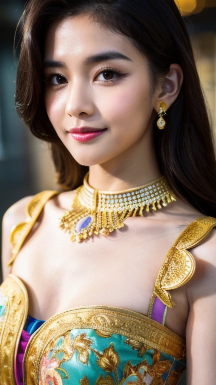 creates a full body photograph of a beautiful 22 year old oriental girl, perfect silhouette, (full body:1.2), medium bust, traditional Asian dress, ornate floral background, intricate details, vibrant colours, cinematic lighting, (best quality,4k,8k,high resolution, masterpiece:1. 2), realistic, photorealistic:1.37) (long hair: 1. 2), highly detailed facial and skin texture, detailed eyes, double eyelid work, , sincere smile ((best quality, 8K, masterpiece :1. 3)), (sharp focus :1.2), , (natural light, La rue de la ville:1. 1), detailed face, beautiful detailed eyes, beautiful detailed lips, long eyelashes, elegant pose, ornate floral background, intricate details, vibrant colours, cinematic lighting, (best quality,4k,8k,high resolution,masterpiece:1.2), ultra detailed
