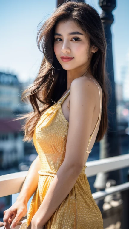 creates a full body photograph of a beautiful 22 year old oriental girl, perfect silhouette, (full body:1.2), medium bust, traditional Asian dress, Beach background, intricate details, vibrant colours, cinematic lighting, (best quality,4k,8k,high resolution, masterpiece:1. 2), realistic, photorealistic:1.37) (long hair: 1. 2), highly detailed facial and skin texture, detailed eyes, double eyelid work, , sincere smile ((best quality, 8K, masterpiece :1. 3)), (sharp focus :1.2), , (natural light, La rue de la ville:1. 1), detailed face, beautiful detailed eyes, beautiful detailed lips, long eyelashes, elegant pose, ornate floral background, intricate details, vibrant colours, cinematic lighting, (best quality,4k,8k,high resolution,masterpiece:1.2), ultra detailed