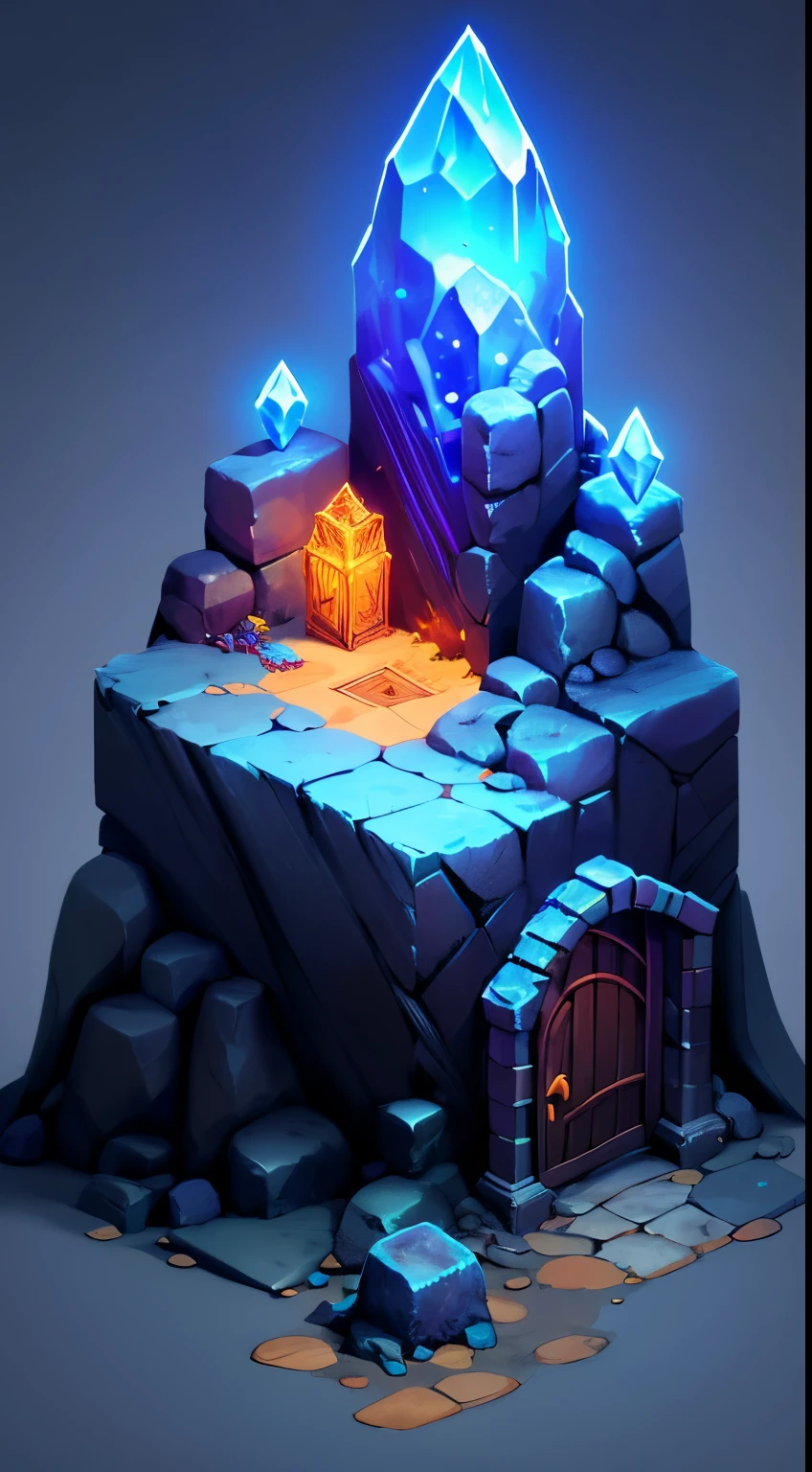 ((masterpiece,best quality)), absurdres , Isometric_Setting, cave, crystal, magic, glowing,