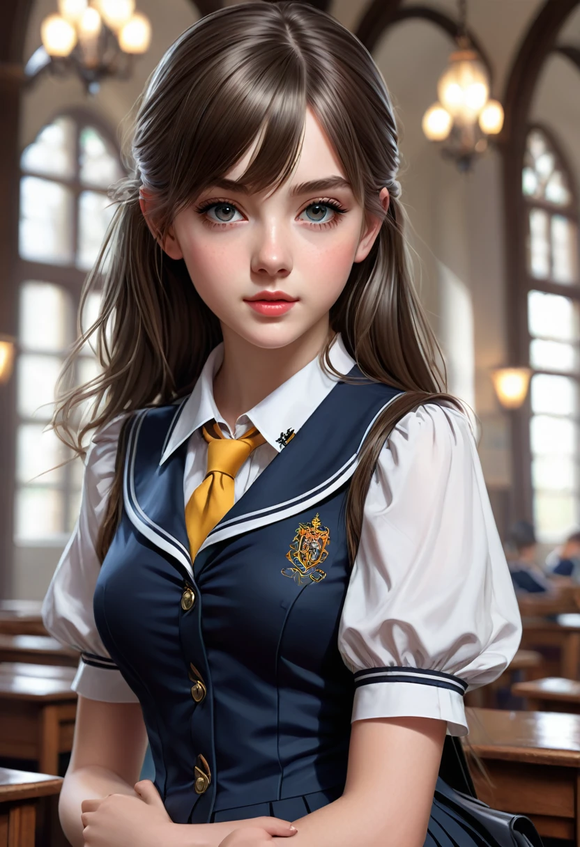 Pretty eEnglish private school girl. Official Art – An Award-Winning Digital Masterpiece In 4K Ultra HD, Extreme Detail And Intricate Realism. This Concept Art Brought To Life By The Hands Of Artists Like Wlop & Artgerm In A Stunning 2D Vector Illustration.