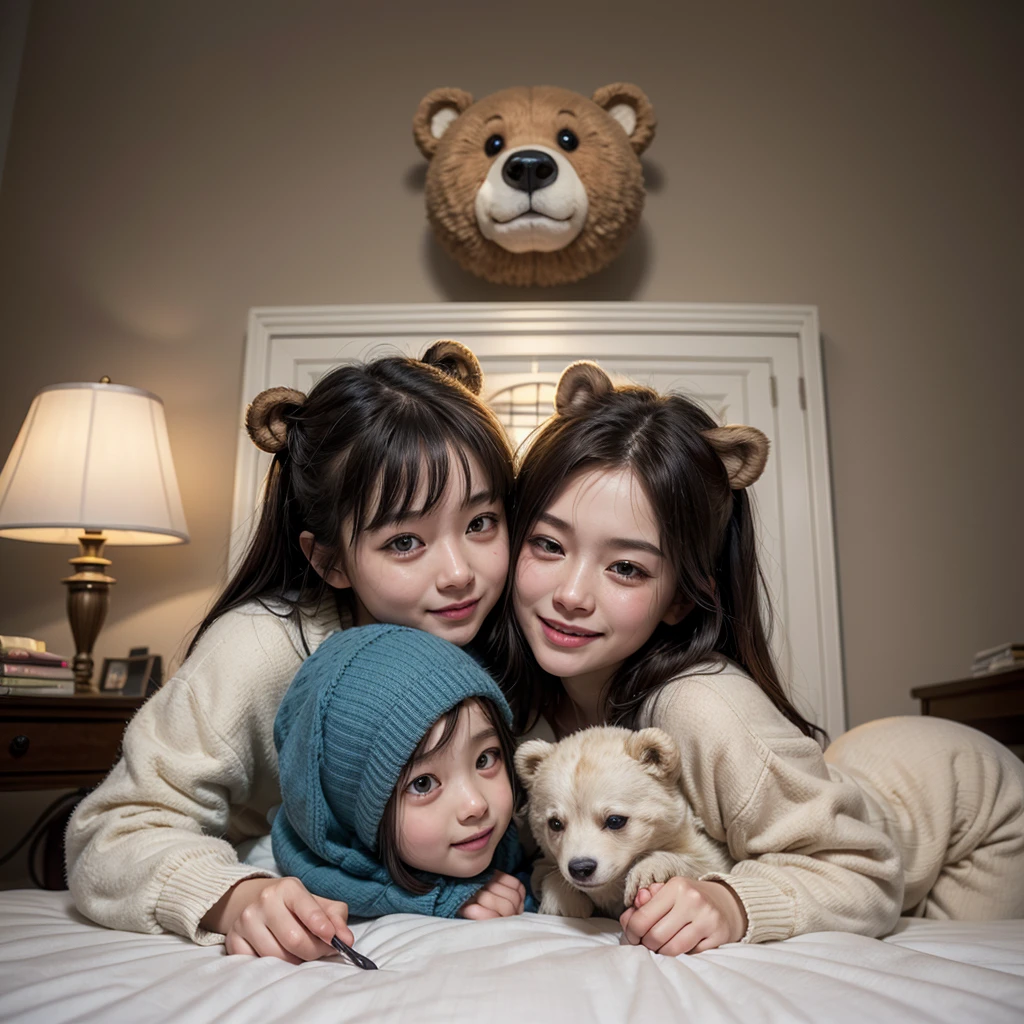 cuteAn illustrationクマの家,Bear Family:animal:hibernating:cute:nest:dors:comfortable and welcoming:Looks happy,An illustration,pop,Farbefulに,draw with thick lines,Farbe,dim,lamp light,hibernatingのBear Familyが眠っています:happy dreamsを夢見る,The house is warm and full of happiness,,Farbeful,posh,fancy,patchwork:colcha,Detailed back details,cuddly,estilo Randolph Caldecott,豊富なFarbe,Cast Farbeful spells,concentred,The best configuration,perfect composition,accent,子供が喜ぶAn illustration,For kids,feel warm,wonderful like a dream,Happy and cheerful bears,mic,Cast Farbeful spells,sparkling wine,Anatomicamente Farbereto,pijamas,Put one to bed,happy dreams