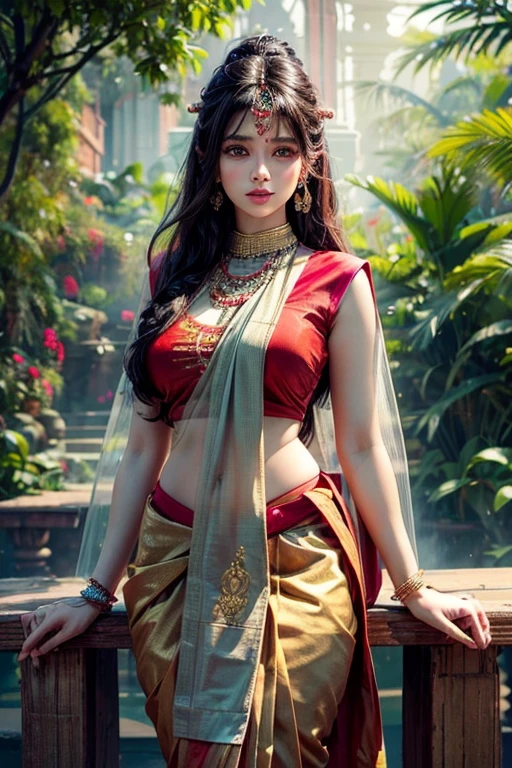 (best quality,4k,8k,highres,masterpiece:1.2),ultra-detailed,realistic,photorealistic:1.37, beautiful detailed eyes, beautiful detailed lips, extremely detailed face, longeyelashes, intimate view, classic oil painting, soft lighting, vibrant colors, warm tones, atmosphere, walking on large fields in ancient India, timid expression, natural hair, flawless skin texture, gentle breeze, elegant pose, nervous energy, afternoon ambiance, frontal shot, Wearing a traditional Indian Sari dress. Afternoon