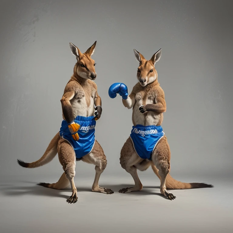 they are two kangaroos with boxing gloves on their feet, kangaroos, subject: kangaroo, subject : kangaroo, spy kangaroo, kangaroo, cool marketing photo, posing ready for a fight, inspired by Martin Schoeller, in a fighting pose, posing for a fight, posing for a fight intricate, a hyper realistic, national geographic photoshoot, australian, national geographic style”