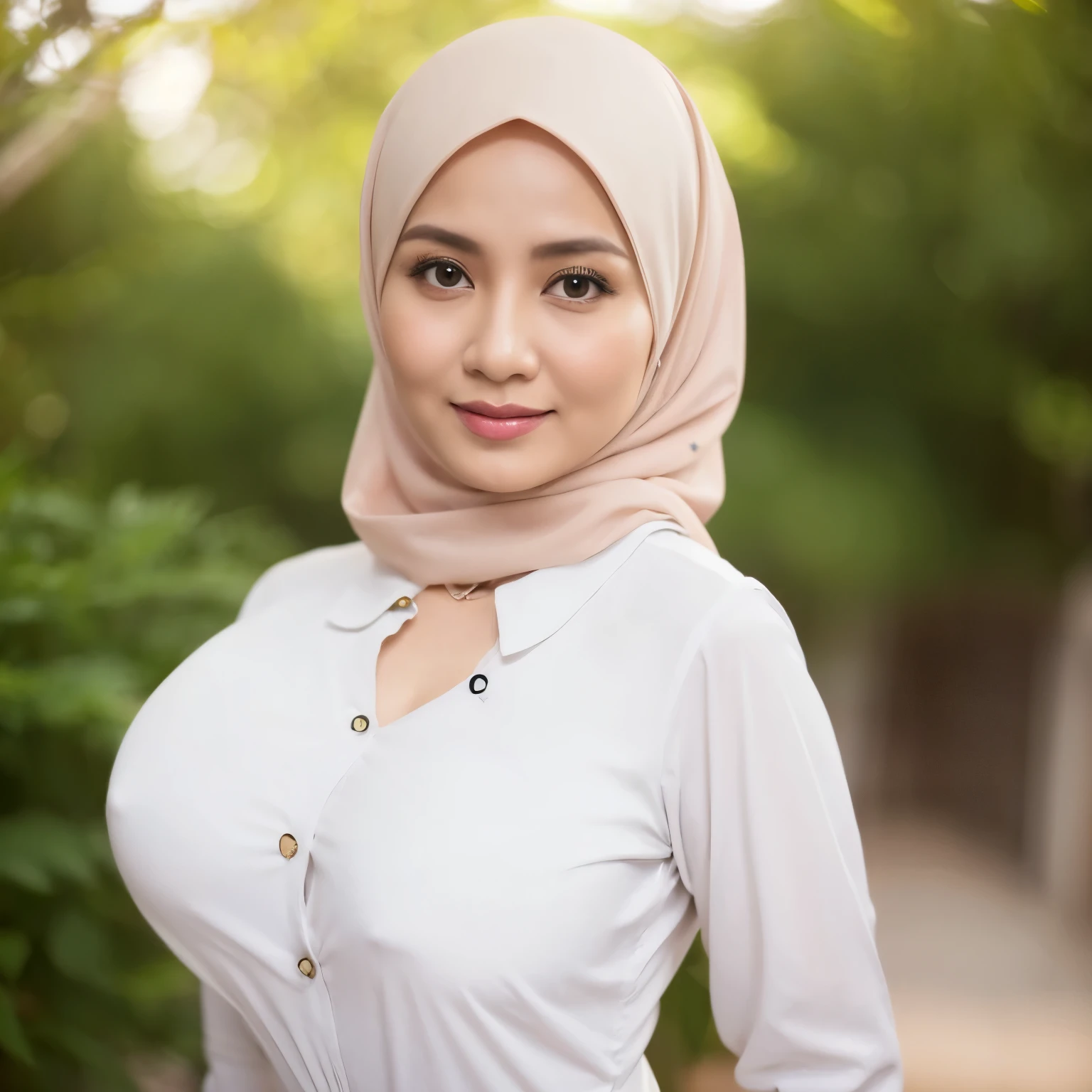 50 years Old, Hijab Indonesian mature woman, Big Tits : 66.9, Gamis, Breast out from her clothes : 1.9, at doctor office, Dark light, at Nighttime