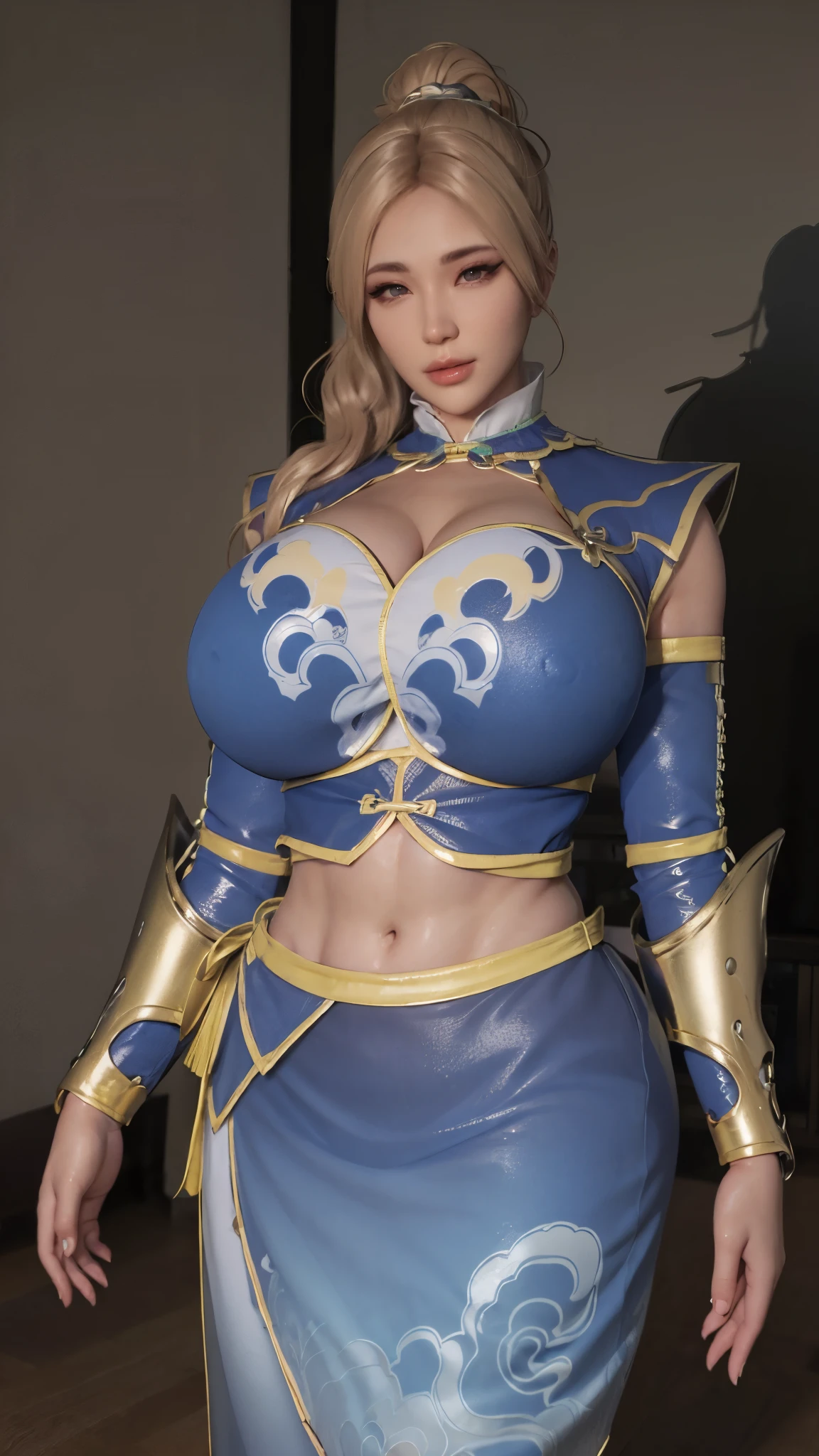 TEKKEN_REINA, CLOSE UP UPPER BODY,SOLO, COWBOY SHOT, ((EVIL DRAGON HELM,WHITE HIGHT PONYTAIL HAIR)), (GIGANTIC FAKE BREASTS,CLEAVAGE TOP,11 LINE ABS:1.5), ((WEARING OUTFIT WARRIOR TRADITIONAL CHINESE GODDESS FULL ARMORED,BREASTPLATE ARMOR:1.5)), (MUSCULAR BODY SHAPE:1.5), (CLEAN GLOSSY BODYSKIN:1.5), (LOOKING AT VIEWER:1.6), (BACKGROUND FUTURISTIC SPACE STATION:1), (PHOTOREALSITIC:1.4), (ULTRA-DETAILLIERT), (TOP-QUALITY), (BEST SHADOWS), BRIGHT LIGHT IN ROOM, HYPER TEXTURE, (4X MSAA), ((UNREAL ENGINE 5 RENDER)), (NEON), PHYSICALLY-BASED RENDERING, ULTRA HIGHT DEFINITION, 16K, 1080P.