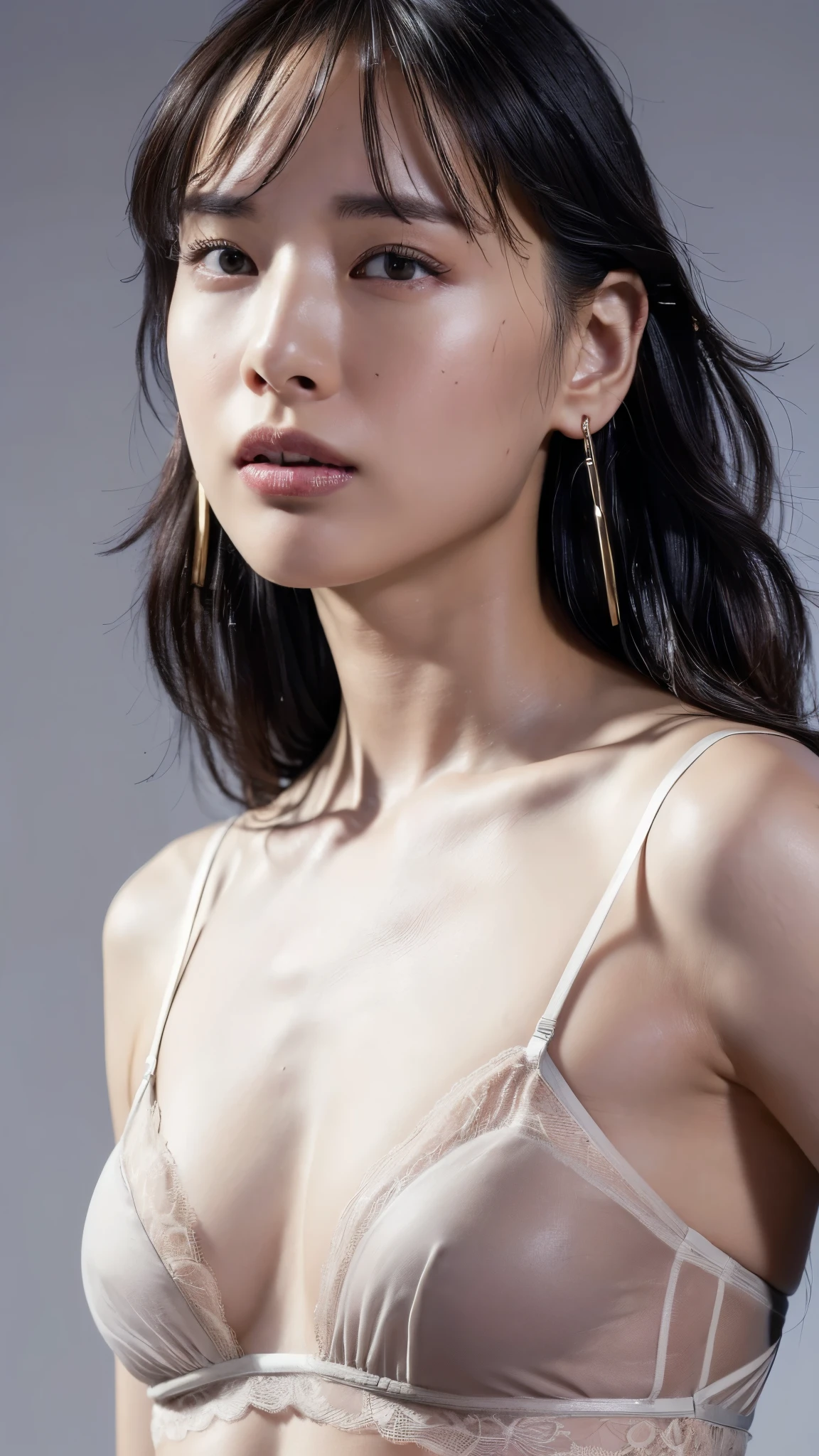 (((ejaculation)))、Cowboy Shot、(Browsing Caution)、((The whole body is wet with semen))、bite、Delicate painting, beautiful girl, With bangs、smile, necklace, ((Earrings)),Tuck your hair behind your ears、 ((Super busty under:1.4)),(((Very small lingerie)))、(((Thin, sheer lace lingerie))、((Areola))、((Delicate photo)),(Girl masterpiece RAW photo details:1.25), (Highest quality:1.6), (Ultra-high resolution:1.5), (Realistic:1.75), 8k resolution, Canon EOS R5, 50mm, Absurd, Very detailed,Cinema Lighting、