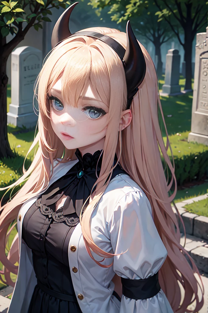 nuit silencieuse, foret hantée, haute qualité, fille jolie diabolique, avec des cornes, rousse, yeux verts, peau blanche, jeune fille, cheveux roux, ténébre, long cheveux lisse, diablesse, succube, queue fourchue, cimetiere, fille qui vient des ténebres