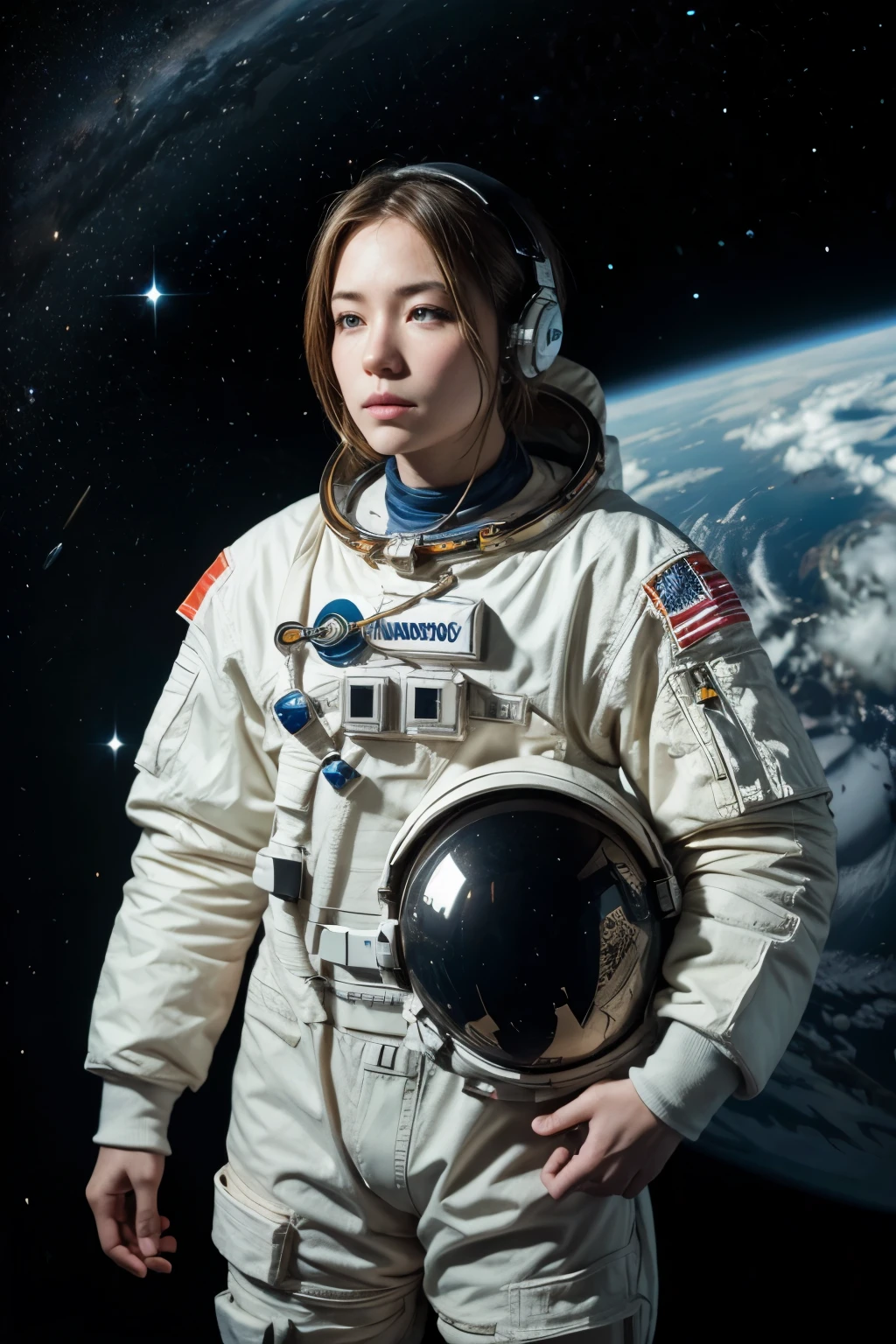 A thoughtful astronaut in the galaxy