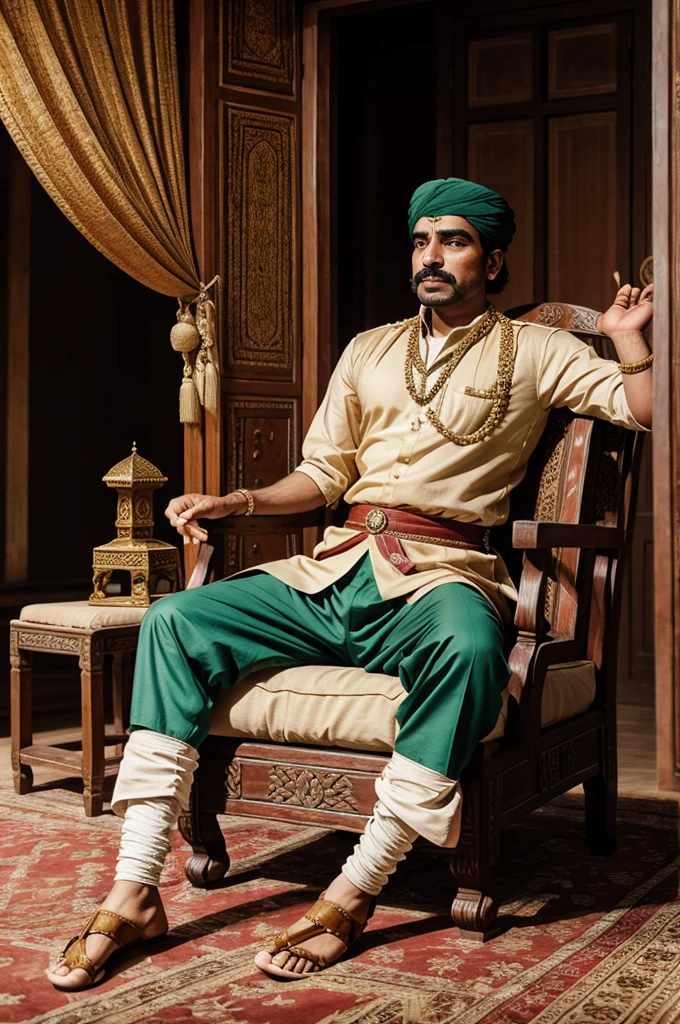 King Akbar sitting in the shahi chair and asks birbal about gallows