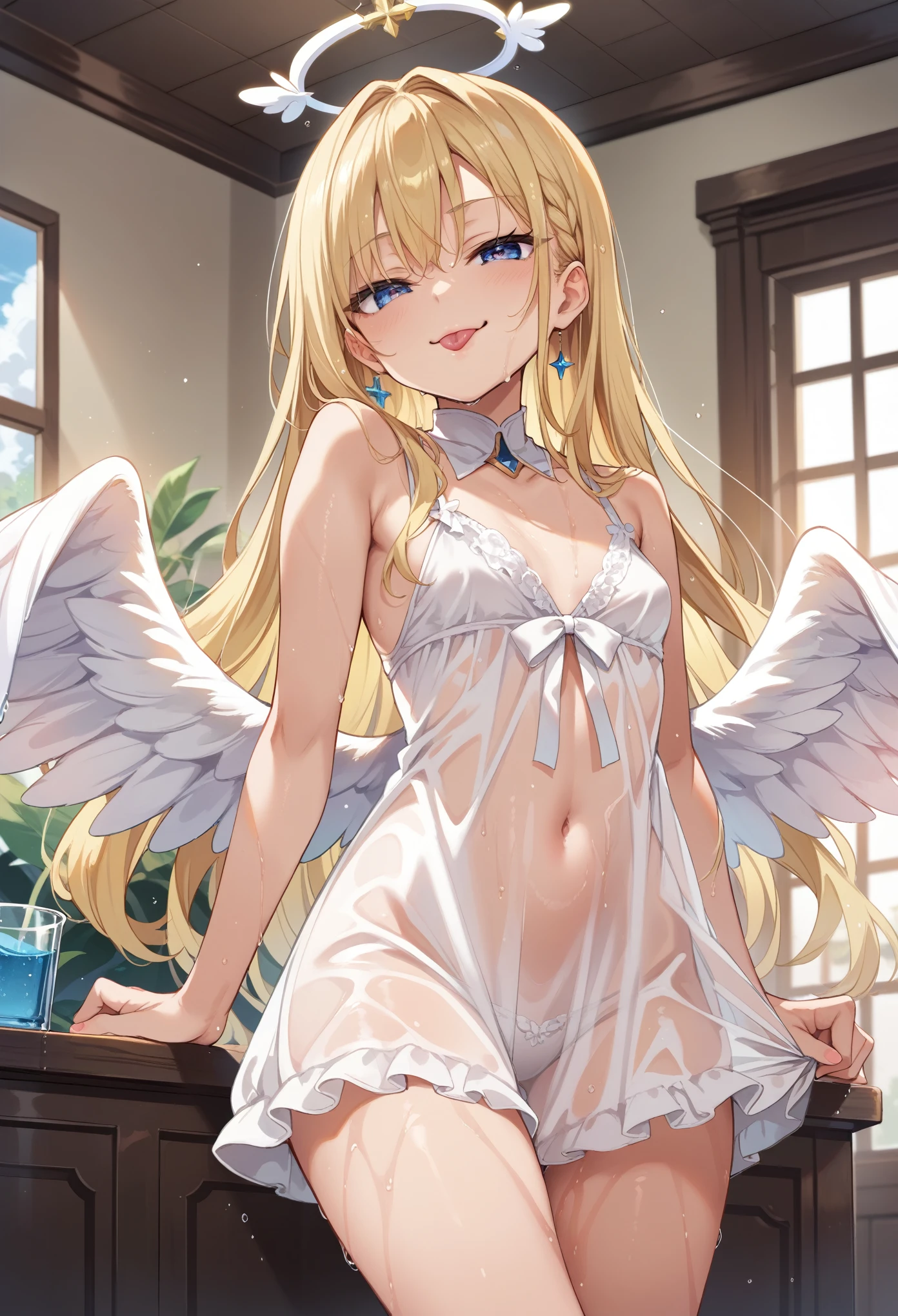 1girl in、A smile、A delightful! cupid、Angel wings on the back、(small tits)