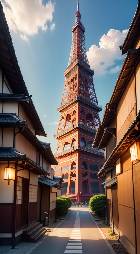 japanes　femele　Beautie　８K　Raw photography　Background with　Tokyo Tower　image　The human
