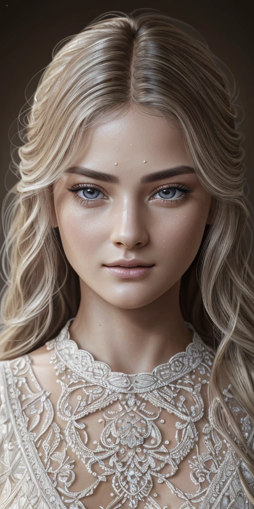 (hyperrealistic), (enlightenment), (a high resolution), (8 K), (very detailed), (The best enlightenmentns), (beautiful detailed eyes), (top quality), (ultra-detailed), (masterpiece), (wallpaper), (detailed face), beautiful detailed eyes, beautiful detailed lips, very detailed face, long eyelashes, blonde wavy hair, bang, wet tight white crop top, , I'm standing on the edge of the pool, Body facing forward, showing armpits, big breasts, firm breasts, voluptuous body, body shape bomb, Water flows down the body, full length portrait, full body close up, with pale skin, Pale woman, by Monia Merlot, Johannes Wemer, Steven Meisel, based on Johannes Vermeer, with a white complexion