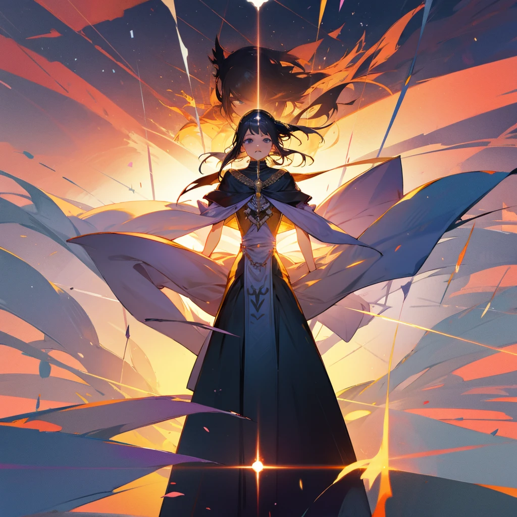 ## Character design - Young woman、Long silver hair、鋭いpurple色の目 - 衣装:white衣と魔法使いのローブを融合したデザイン - 胸元にDNA螺旋のペンダント - 衣装全体に魔法の文字と化学式が刻まれている ## Weapons and equipment 1. left hand:Glowing Magic Wand - Holographic magic circle floating at the tip 2. Right hand:未来的な科学兵器 - 銃身からgreenい光線が放出 3. Legs: - A floating open grimoire - Futuristic tablets floating side by side ## Tattoo Designs 1. Right Arm:DNA helix transforms into magic wand - from wrist to elbow、DNA gradually々- Part of the spiral changes into a magic letter.. Left arm:Fusion of chemical formula and magic circle - Complex chemical formula arranged in a circle is turned into a magic circle - Molecular structure diagram and magic symbols are mixed 3. back:Cosmic and Mystical Harmony - Galaxy along the spine - Planet、constellation、Magic crystals、Alchemy symbols scattered 4. Tattoo Features: - 通常は黒や濃紺 - キャラクターが力を使用するとgreenやpurpleに発光 ## Action poses - Dynamic fighting poses - Different powers coming from both hands: 1. 魔法の杖からredい炎の渦 2. 科学兵器からgreenい光線 - 両方の力が螺旋を描きながら混ざり合い、purple色のエネルギー球となって前方へ ## 背景設定 - 古代遺跡と未来的研究所が融合した空間 - 床に刻まれた複雑な魔法陣と科学技術の回路パターン - Magicの精霊と小型ドローンが共に飛び交う ## Overall atmosphere - Mysterious and futuristic - Warm magical light and cold scientific glow coexist - Color: - Magic:red、purple、Gold - Science:green、white、Silver - Fusion:深いpurple、Iridescent glow ## Detail expression 1. Costume texture: - A combination of futuristic materials and antique fabrics - Light-reflecting pieces and magical patterns woven into them 2. Weapon Details: - Magicの杖:Combining crystal and metal、Energy Swirling Within - Scientific Weapons:Smart Display、Variable barrel、Holographic sight 3. Tattoo Movement: - Flashes and changes color as power is used - Patterns change subtly with the flow of energy ## Composition and focus - Dynamically position the character in the center of the screen - Split the screen in two with the magical and scientific powers emitted - Effectively use the glow of the tattoos、Expressing the character's growing power - detailed backgrounds、Keep it to a level that doesn't get in the way of the main character