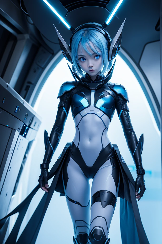 From inside the ship, a small alien called Zix came out. Zix had blue skin, antennae on his head, and curious eyes. Zix (ET): - Bright blue skin, almost iridescent. - Thin, flexible antennae on the head, with small flashing lights. - Curious and expressive eyes, with multifaceted irises. - Thin and agile body, with elongated limbs. - Futuristic space suit, with technological details.