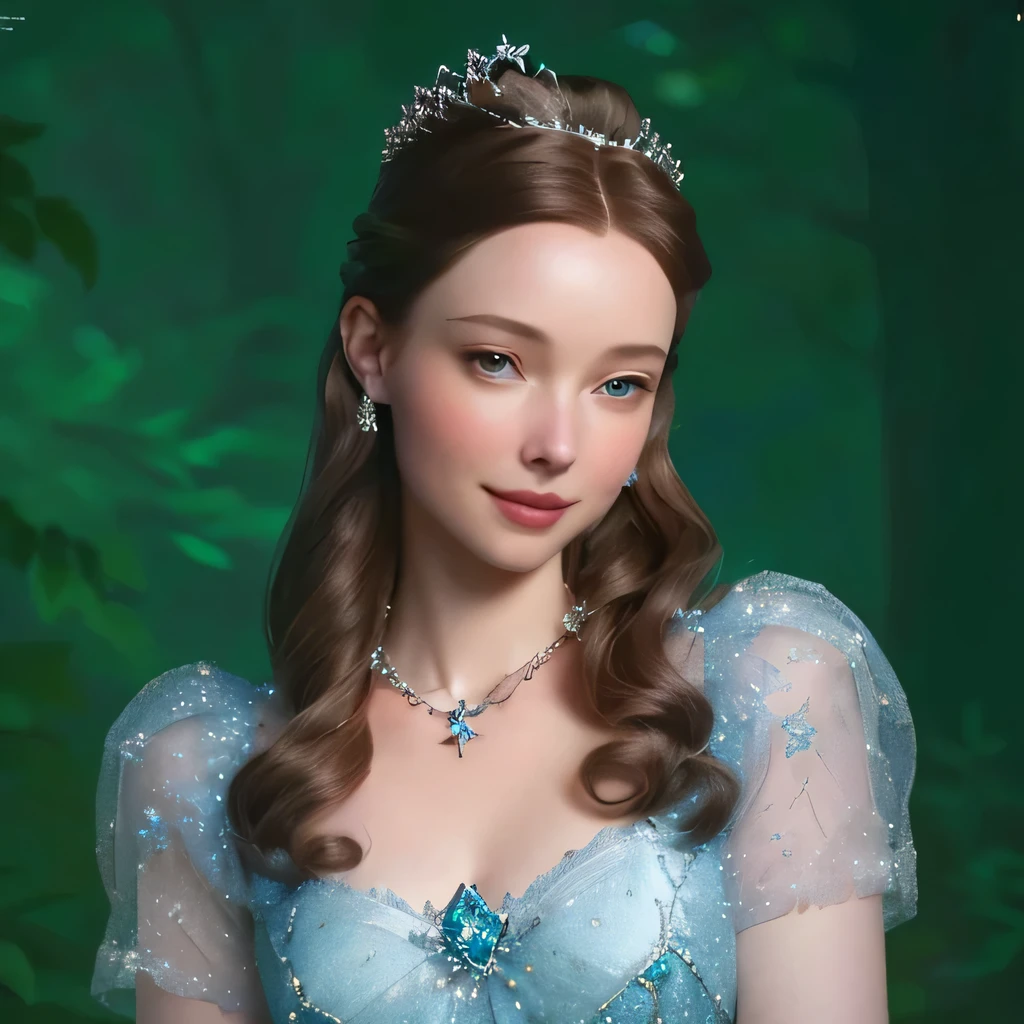 a close up of a woman in a blue dress with a necklace, perdita weeks!, gorgeous kacey rohl, ( ( emma lindstrom ) ), promotional still, princess portrait, beautiful female princess, olya bossak, smiling as a queen of fairies, masterpiece! portrait of arwen, beautiful female dorothy gale, beautiful princess, promo still, irina french