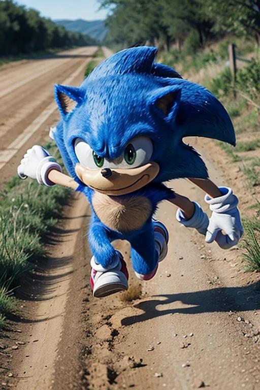 An image of Sonic running on a dirt road and written sonic generation