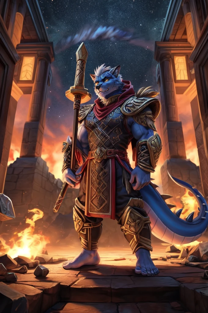 (((Barefoot furry character, full body, cinematic setting, furry male, plantigrade)))

Arose from the ashes
The remains of the time set aside
The warrior of Eden
Bound by honor as two worlds collide

On and on and on
With glory he came, he saw he conquered
He gathered his armies
Truly elite squads, the templars of steel
They sought out the dragon
Made the enemy bleed, made them kneel

On and on and on
A legend unbent, unbowed, unbroken
On and on and on
A story is born, a legacy reborn

(((Hammer))) high, to the sky
Follow ((the warrior)) and King
Call out (((Hector's hymn)))
(((Hammer high))), amplify
Hail to ((the warrior))
Call out Hector's hymn

BREAK, masterpiece, ((detailed background)), ((dynamic background)), 8K, (masterpiece:1.5), intricate details, highly detailed, extreme detail, octane render, unreal engine, fine art, best quality, highres, (detailed face:1.5), ((full_body)), UHD, (((perfect hands))), low light, (((correct anatomy)))