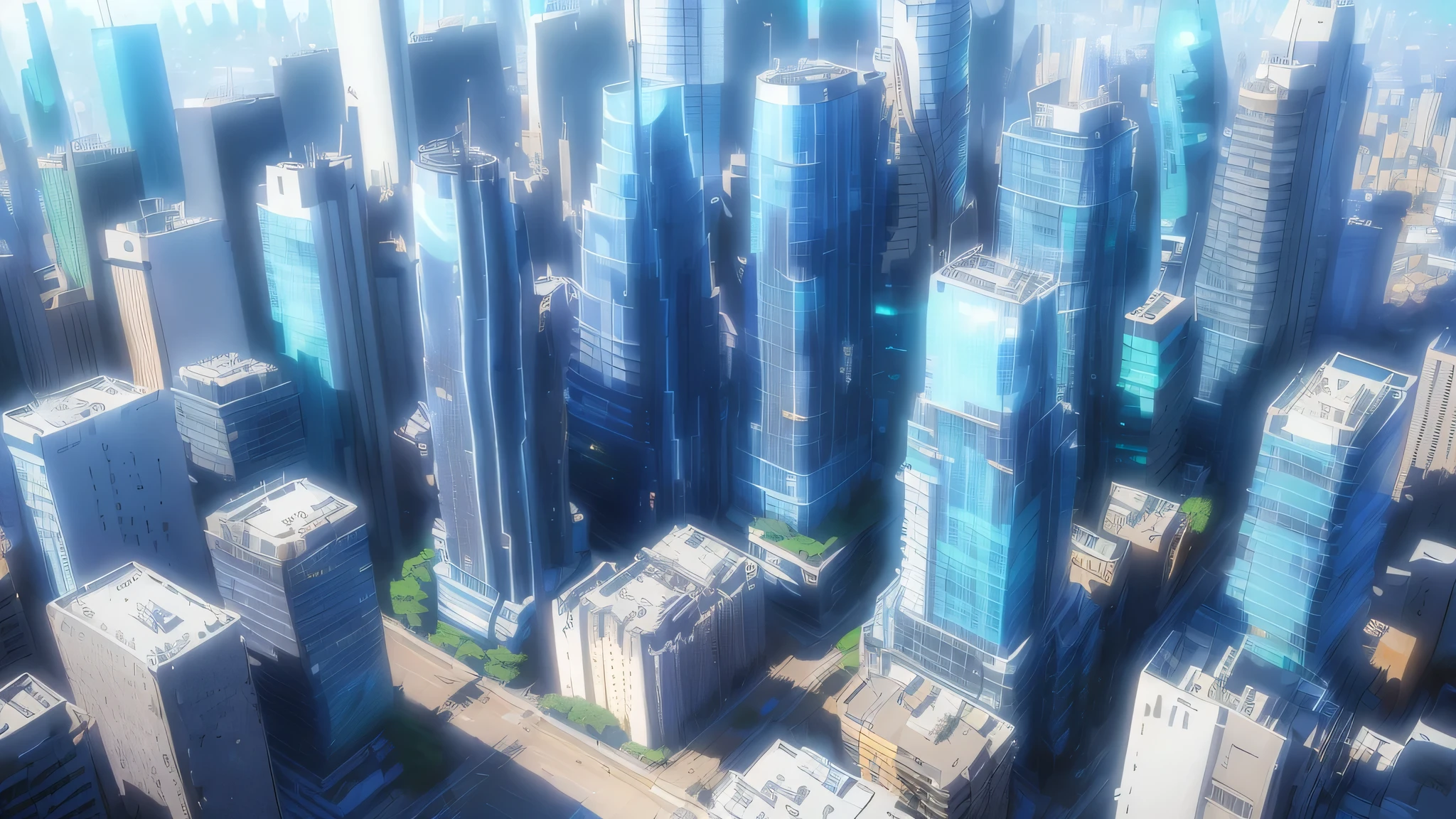 There are many tall buildings in the city,There are many windows, HD anime city landscape, Anime style cityscape, High-rise commercial area, Anime Landscape Concept Art, style of Shinkai Makoto, detailed City background, Shinkai Makoto. — 2160 hours, Town Background, Daytime city view, Realistic anime 3D style, City background, City background