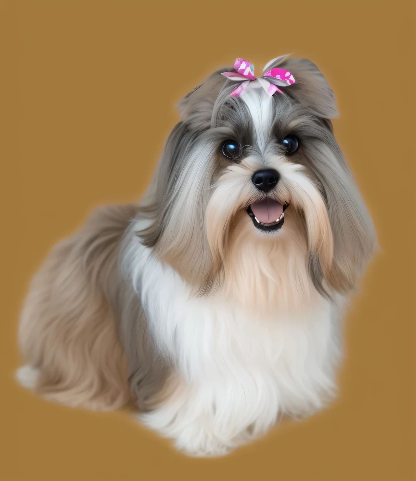 a very cute furry dog, she is very happy, her look is very happy and bright, she is smiling, the image is very detailed
