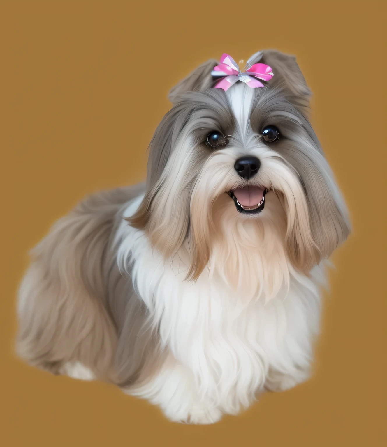 a very cute furry dog, she is very happy, her look is very happy and bright, she is smiling, the image is very detailed