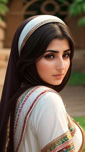 Beautiful Assyrian woman focus on face