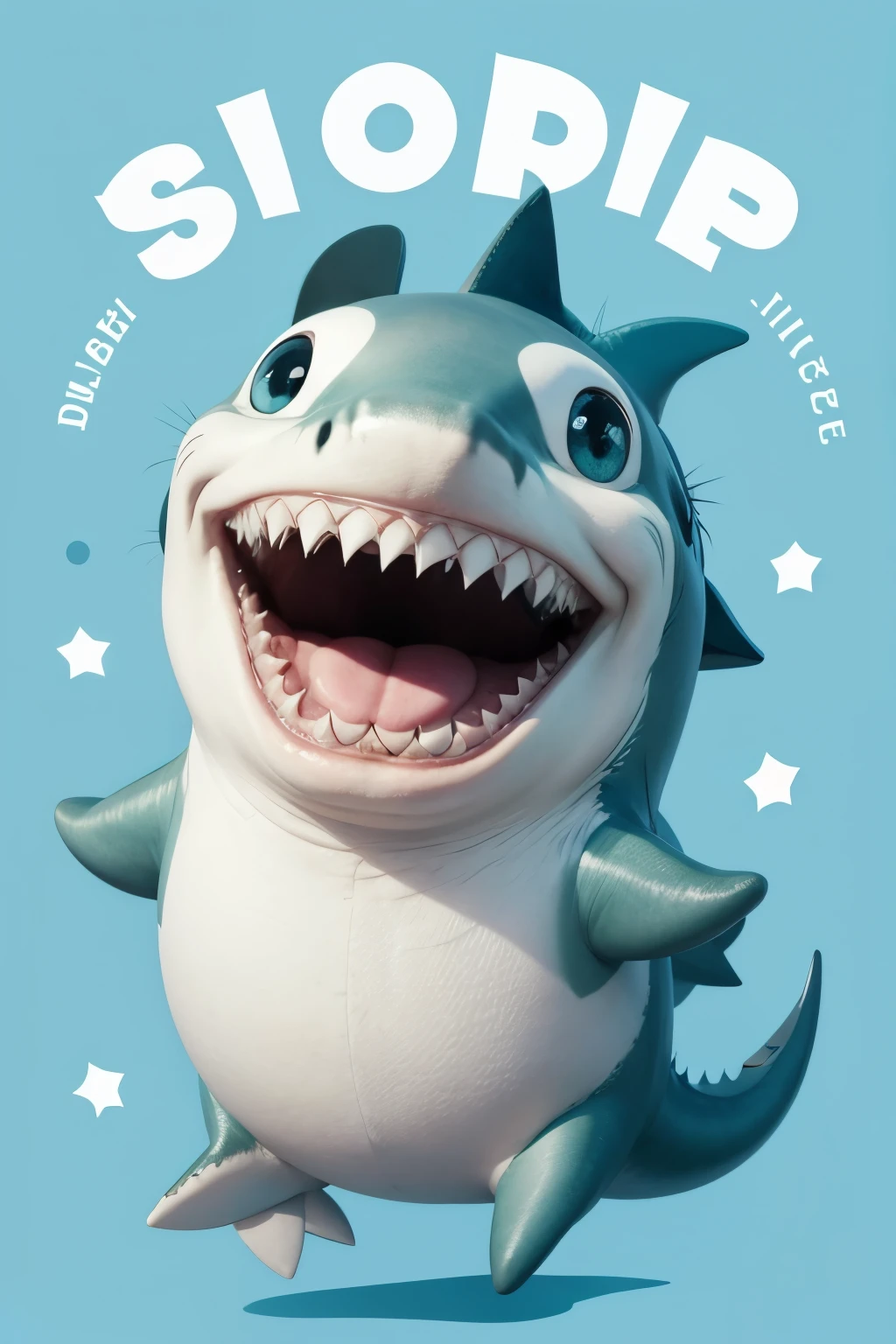 cute and happy shark in cartoon format and colored , Unisex , com fundo branco